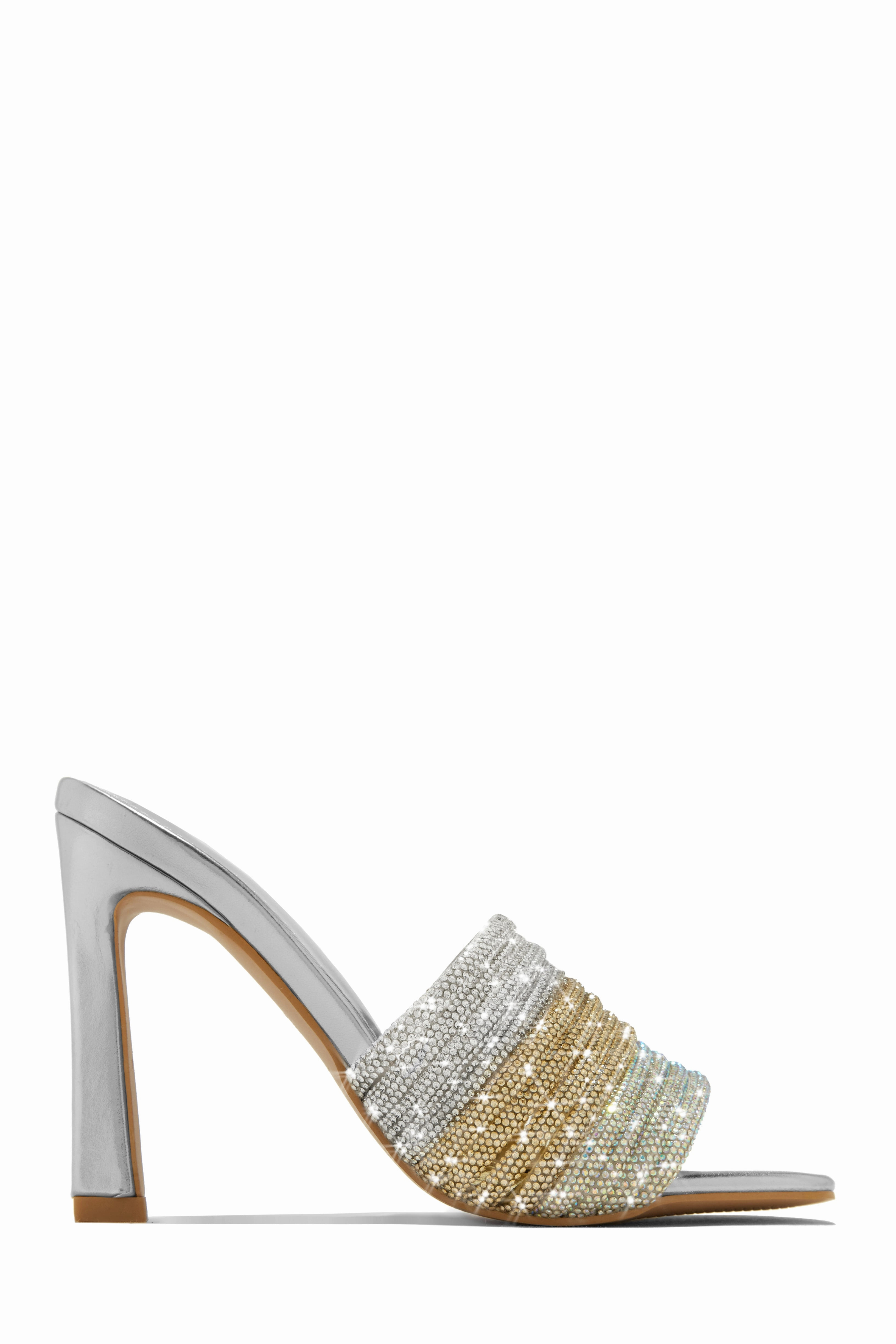 Feeling Myself Embellished High Heel Mules - Blue