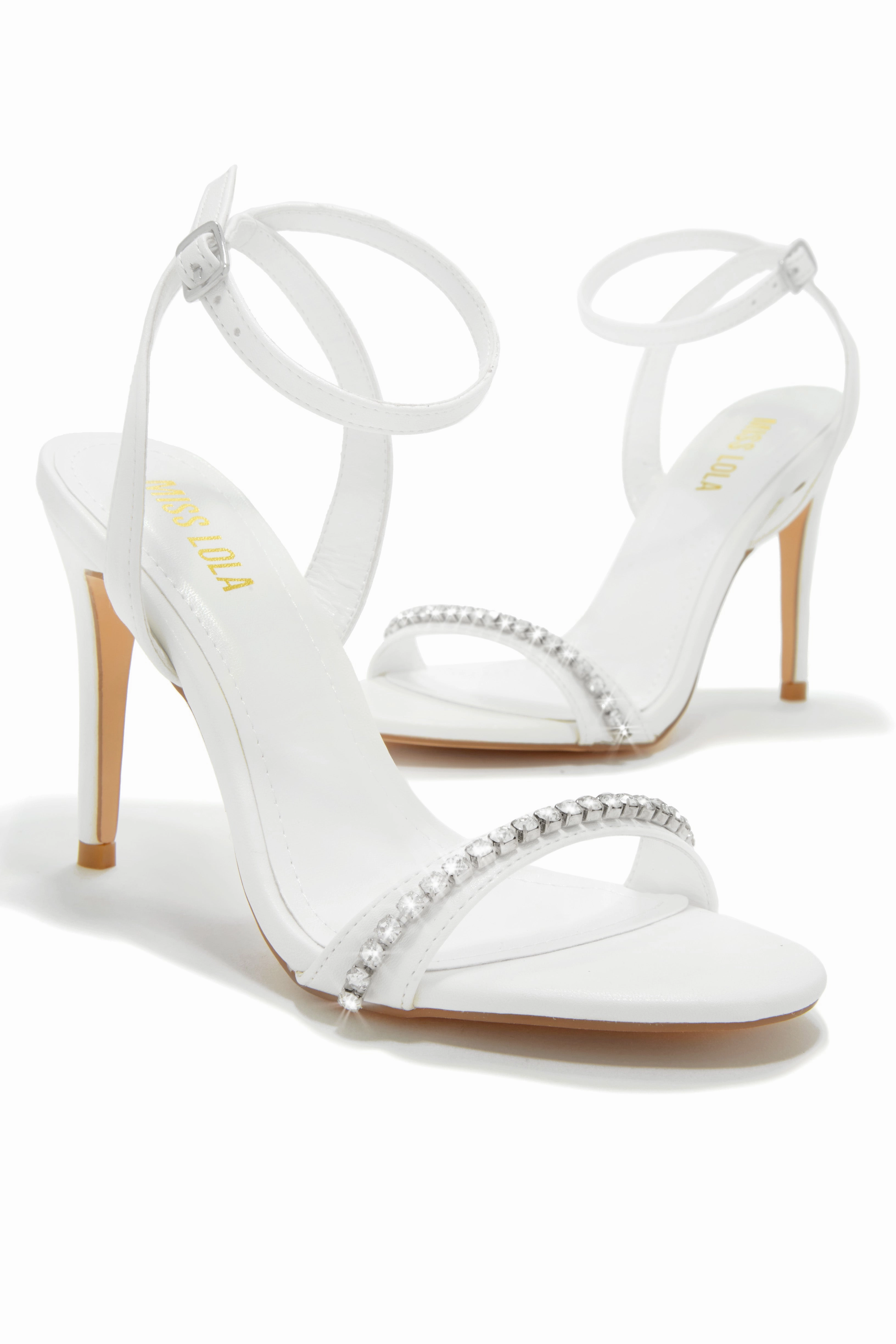 First Date Ankle Strap High Heels - White