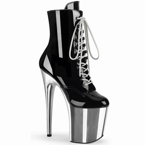 FLAMINGO-1020  Black Patent/Silver Chrome
