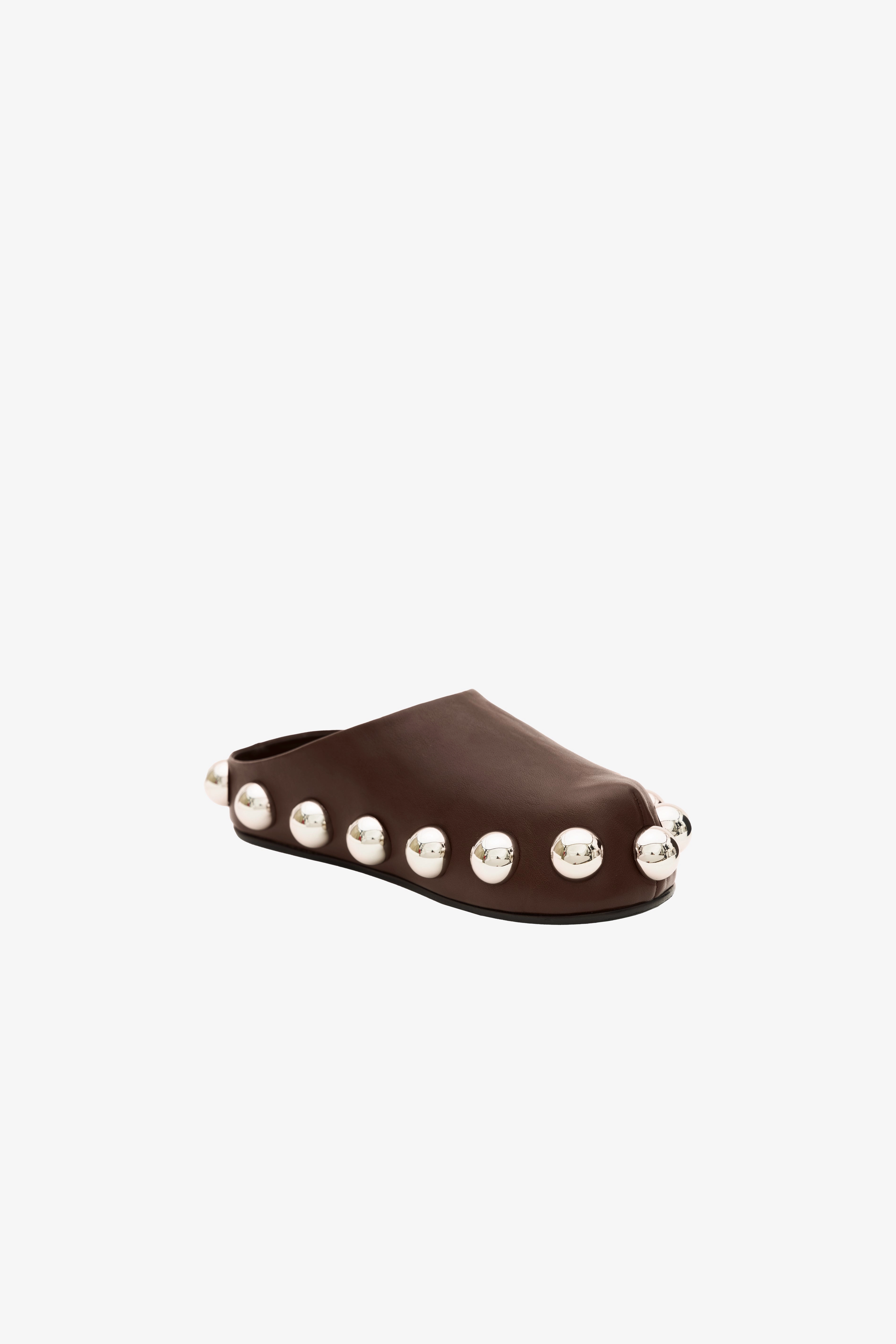 Gabi Clog With Exaggerated Studs Brown Silver