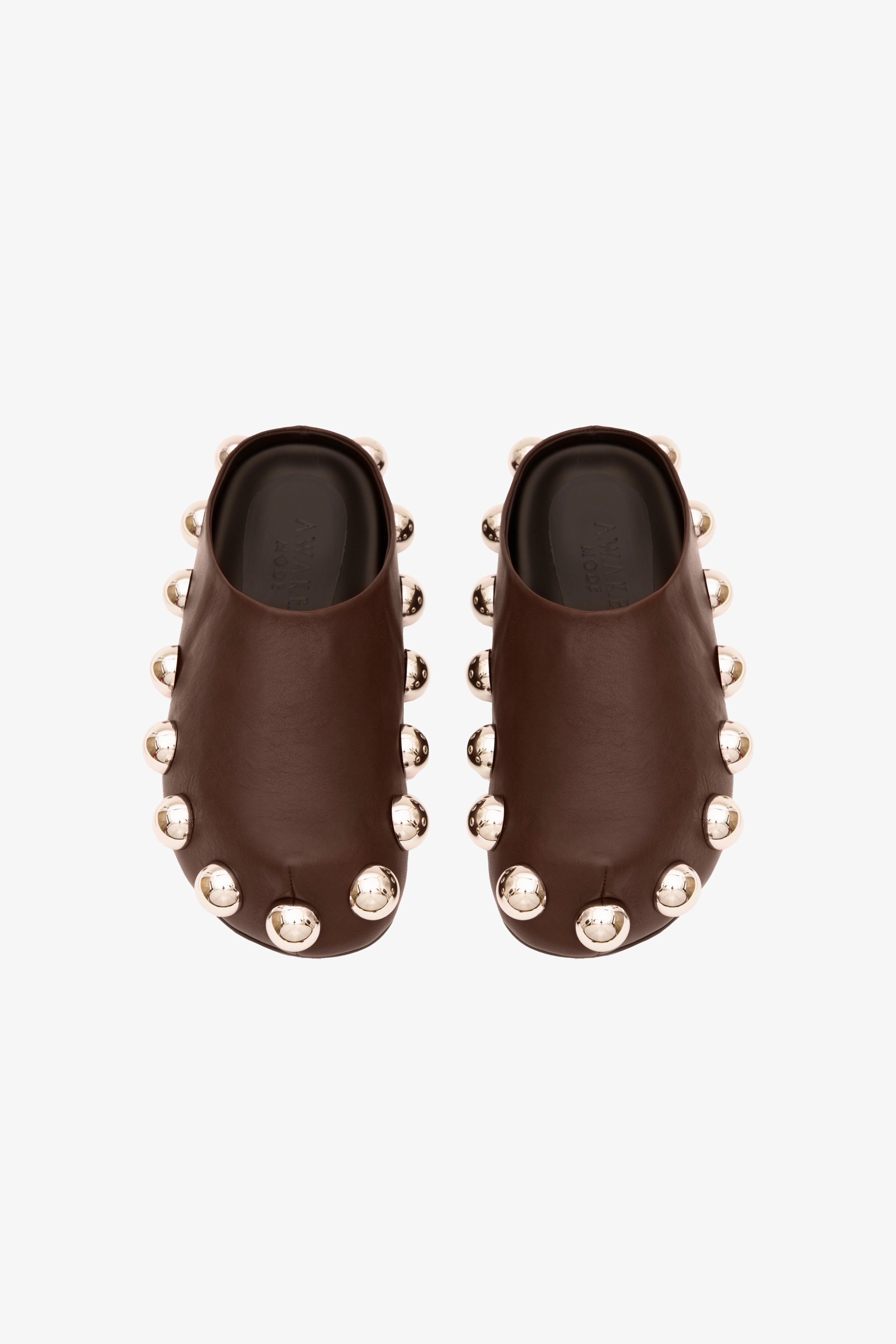 Gabi Clog With Exaggerated Studs Brown Silver