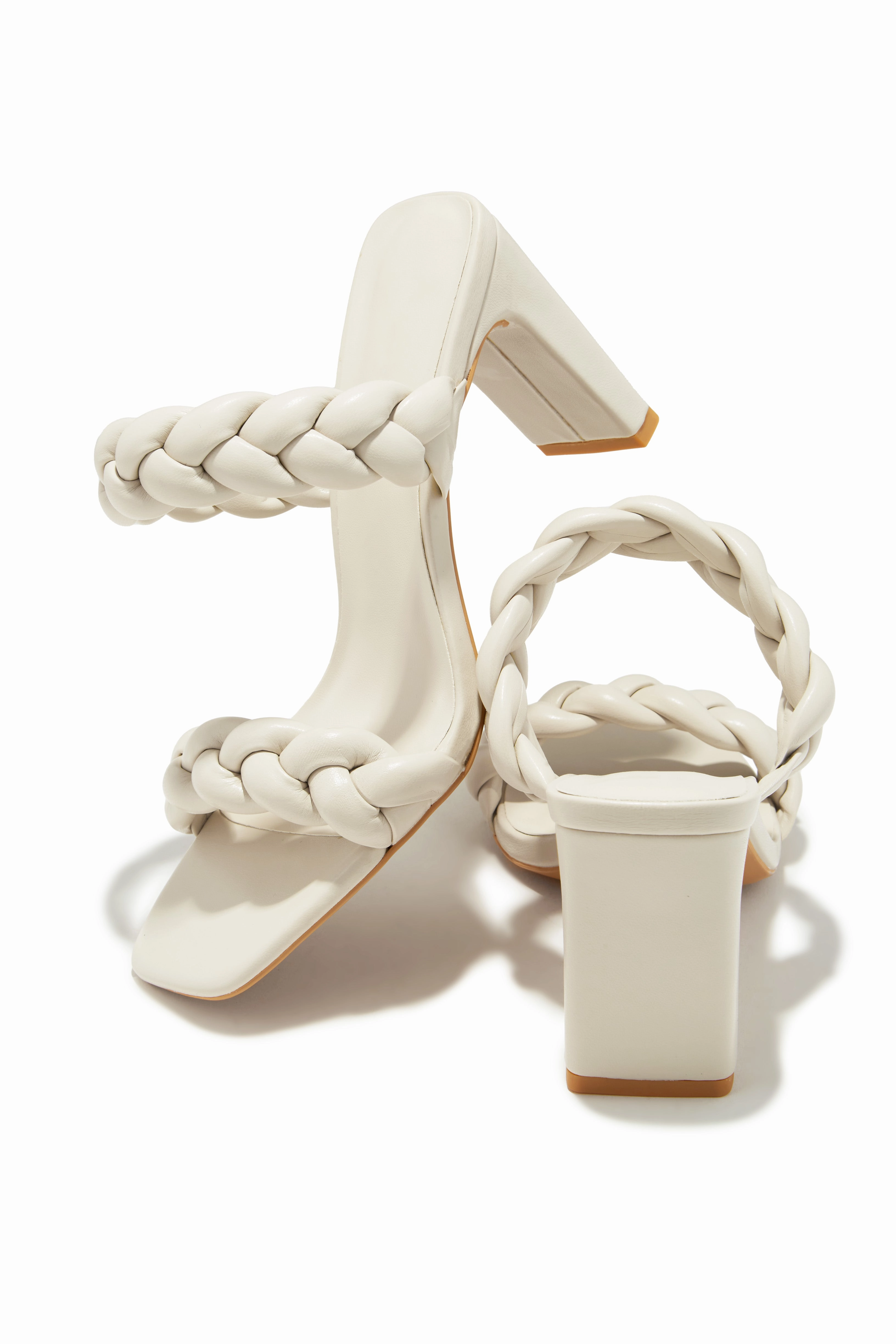 Gigi Block Heel Mules - Bone