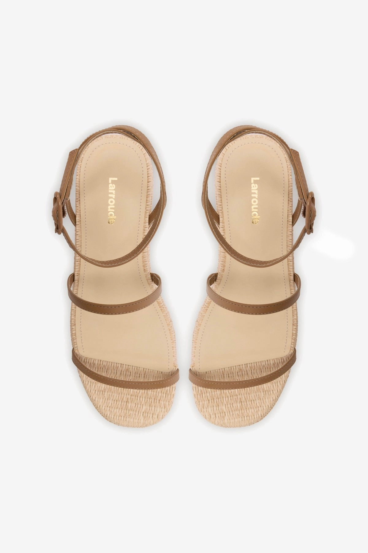 Gio Flatform Sandal In Natural Raffia and Hazelnut Trimming