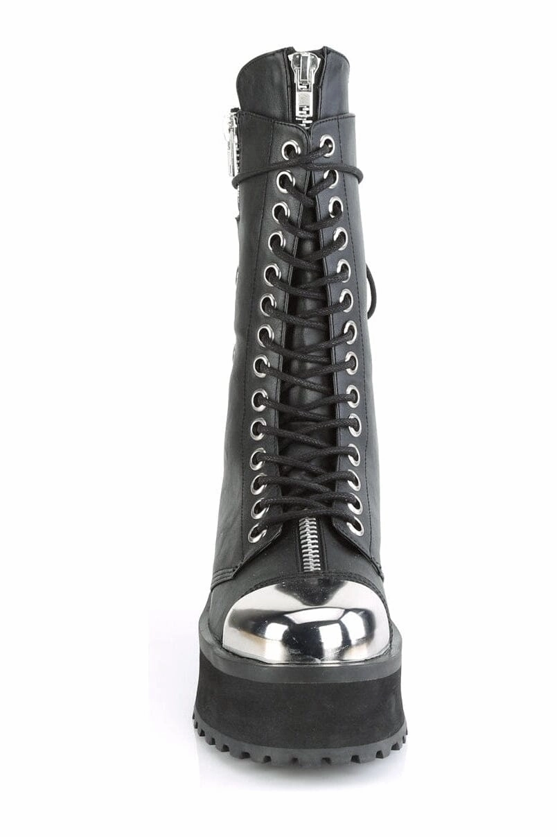 GRAVEDIGGER-14 Black Vegan Leather Knee Boot