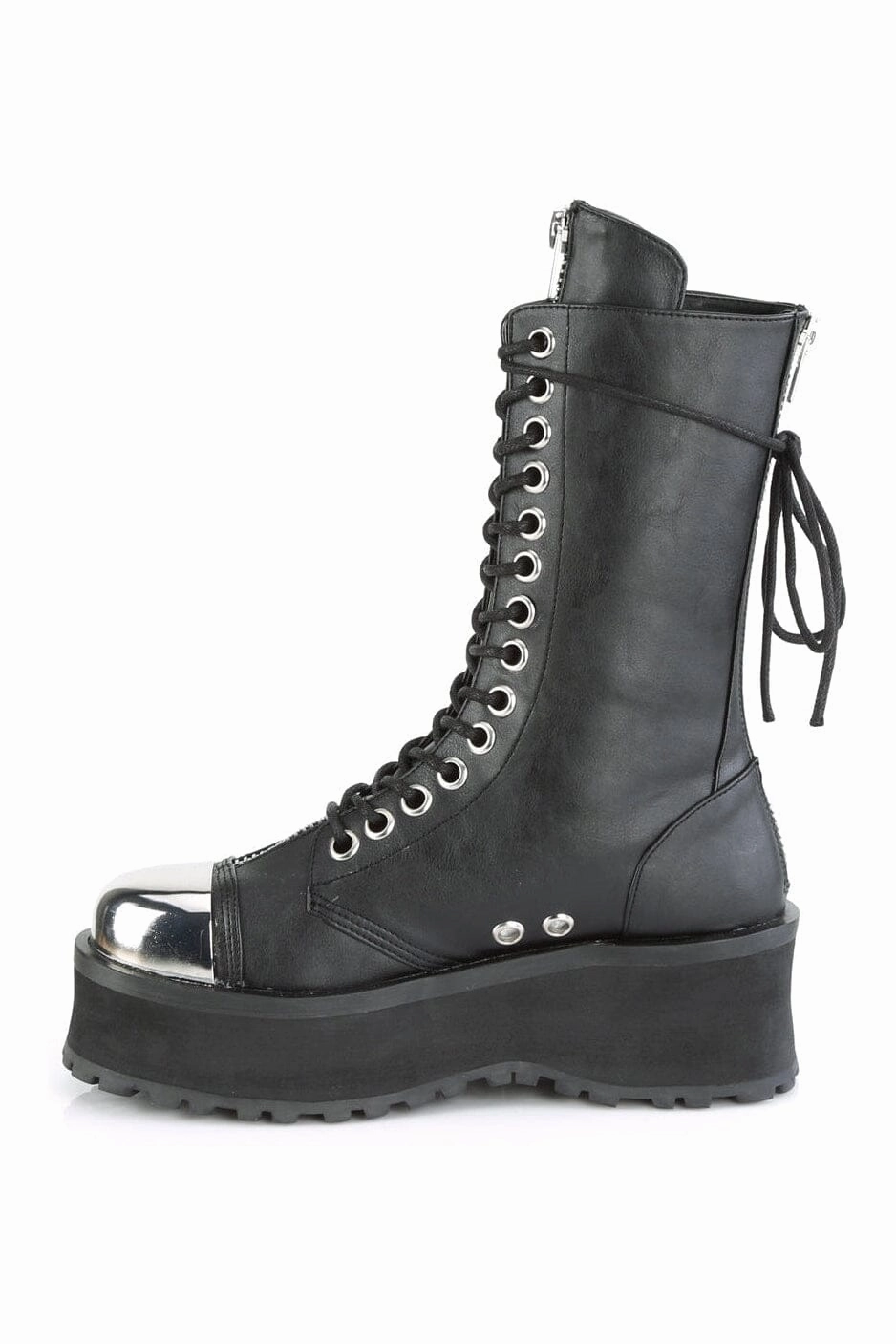 GRAVEDIGGER-14 Black Vegan Leather Knee Boot