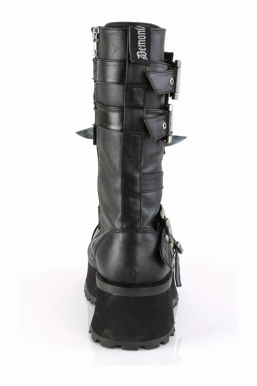 GRAVEDIGGER-250 Black Vegan Leather Knee Boot