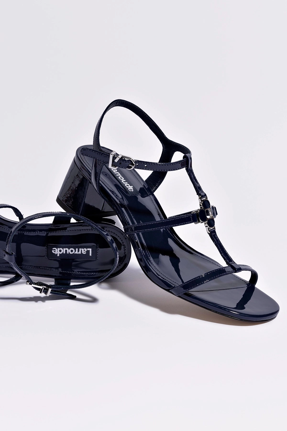 Hana Block In Navy Patent Leather