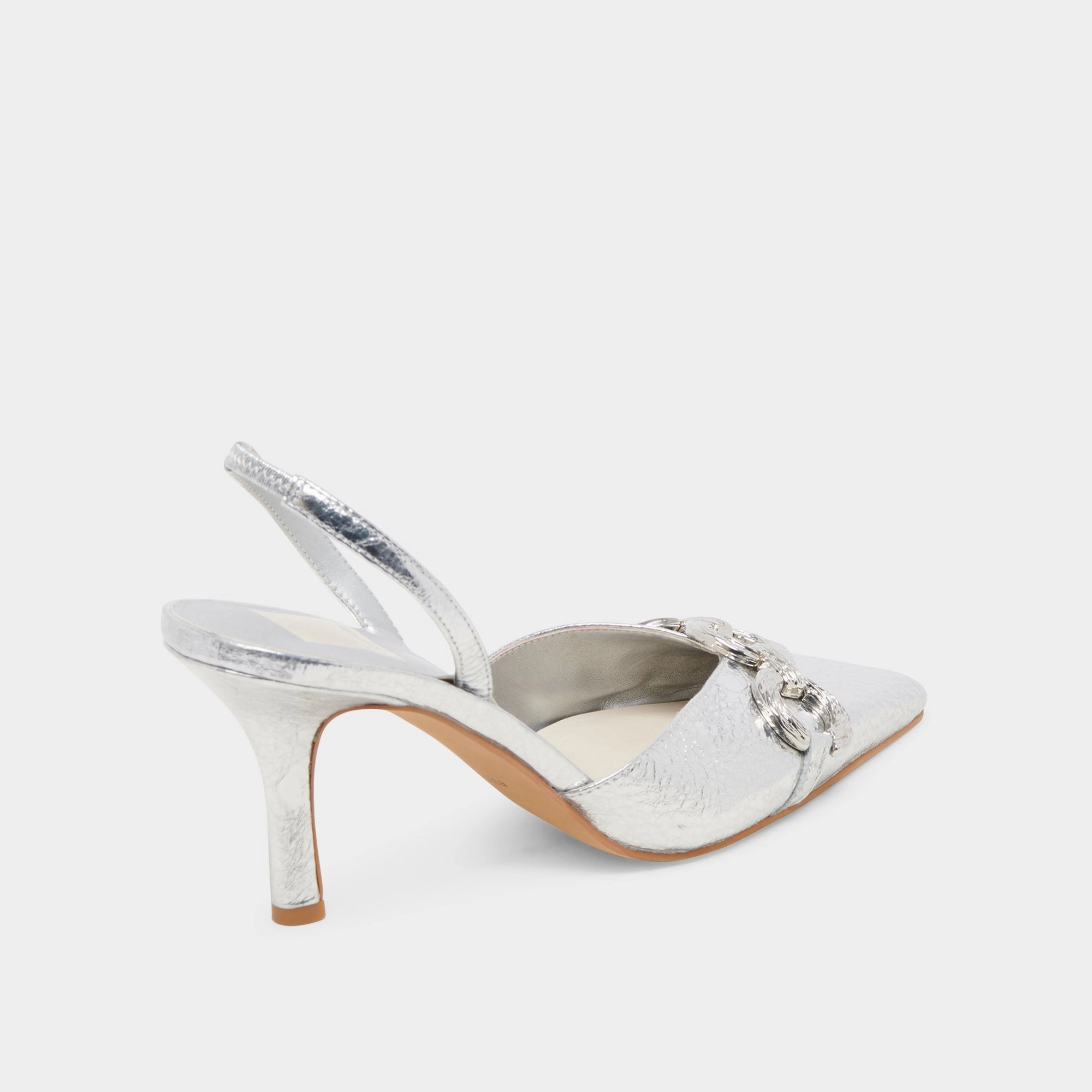 HAYLEE HEELS SILVER DISTRESSED LEATHER
