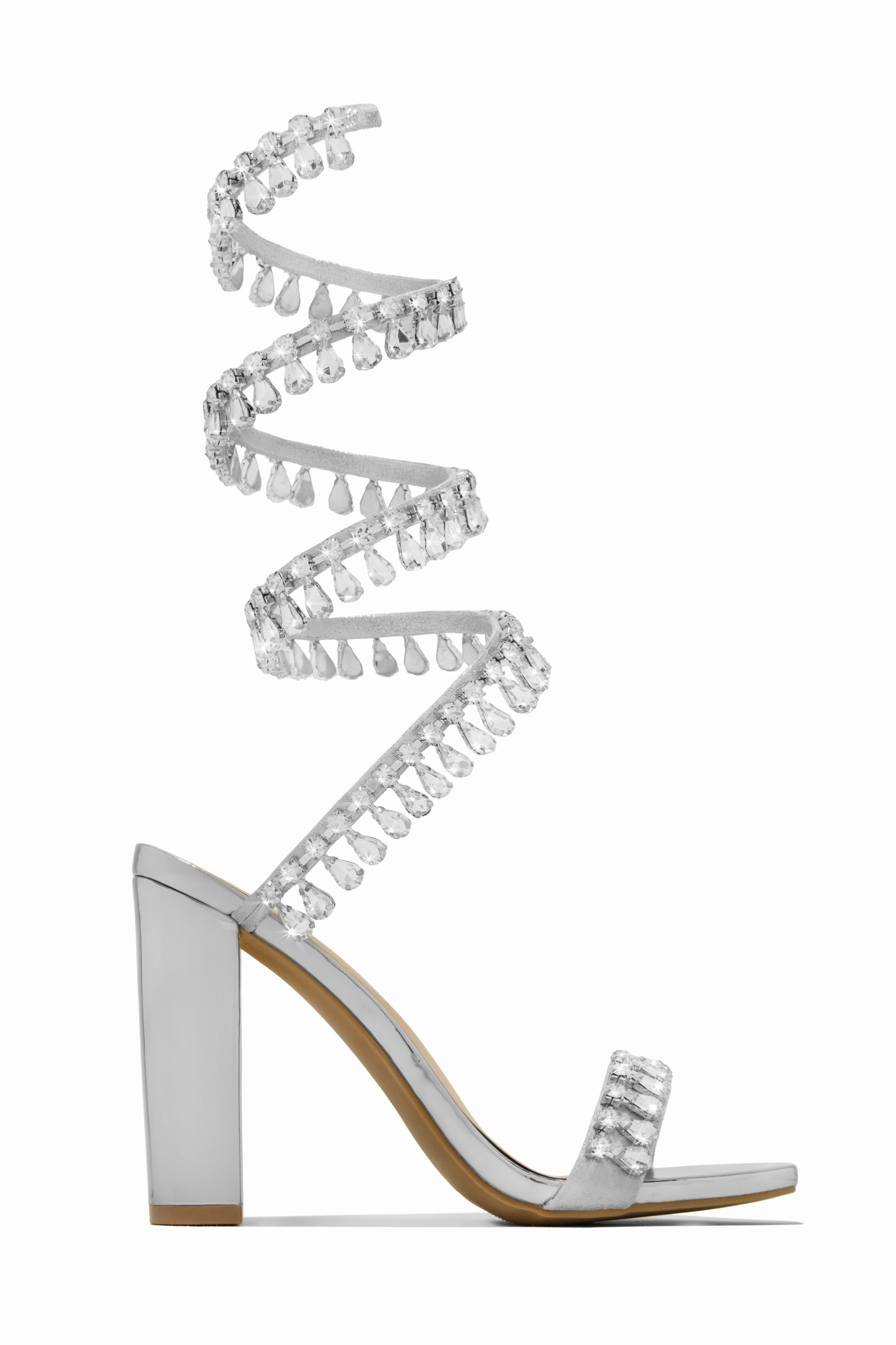 Holiday Party Embellished Around The Ankle Coil Heels - Gold