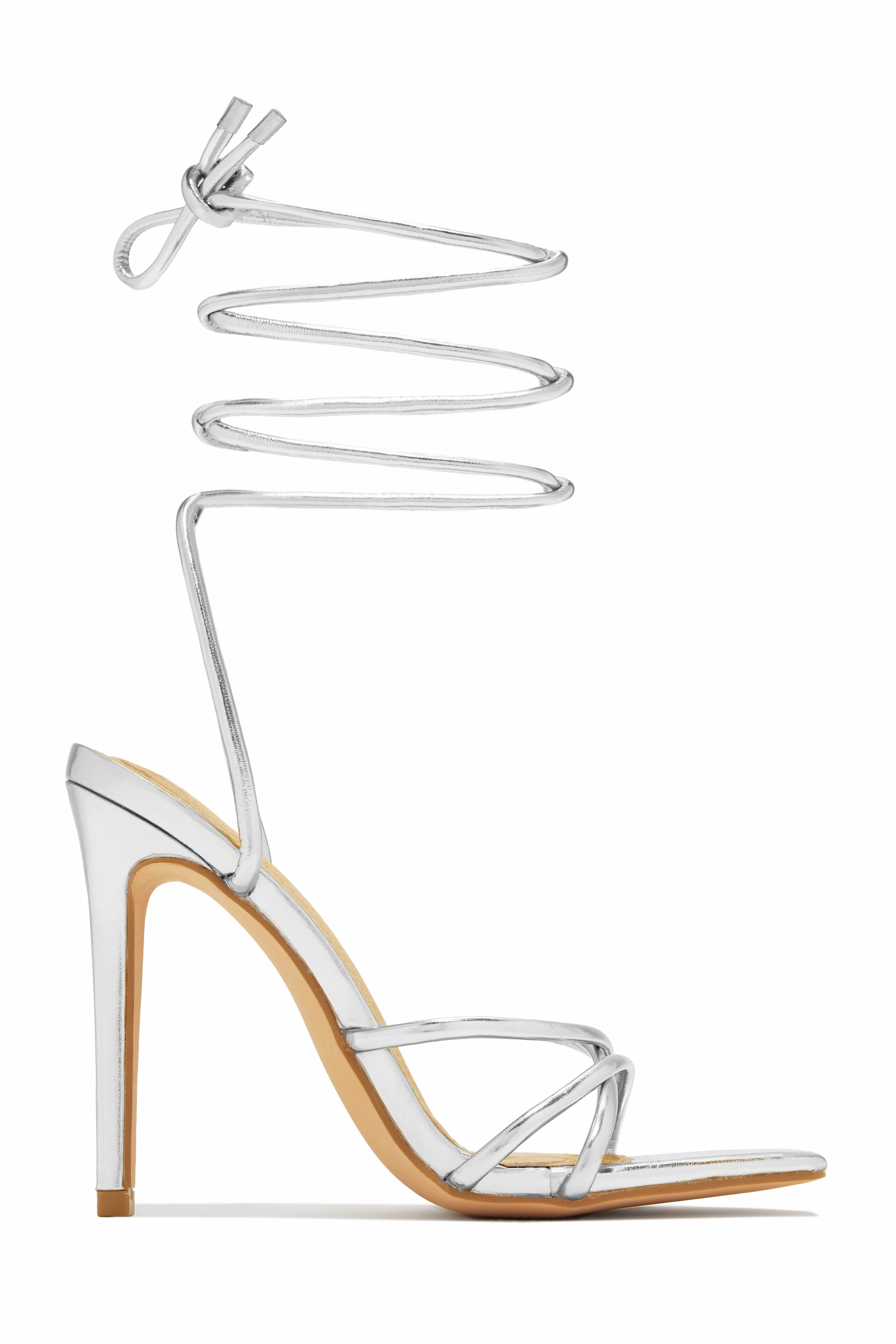 Holly Lace Up Strappy Heels - Nude