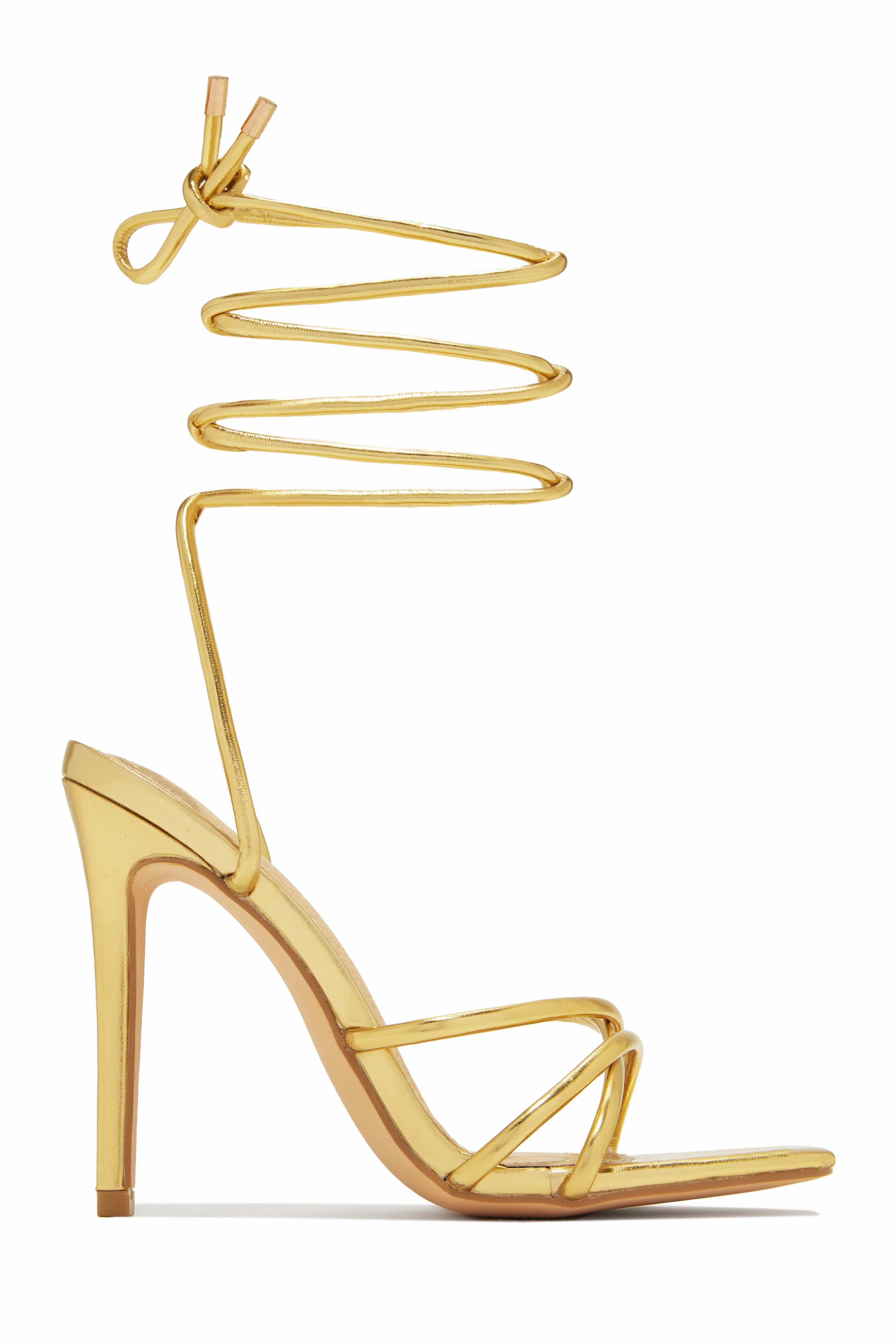 Holly Lace Up Strappy Heels - Nude