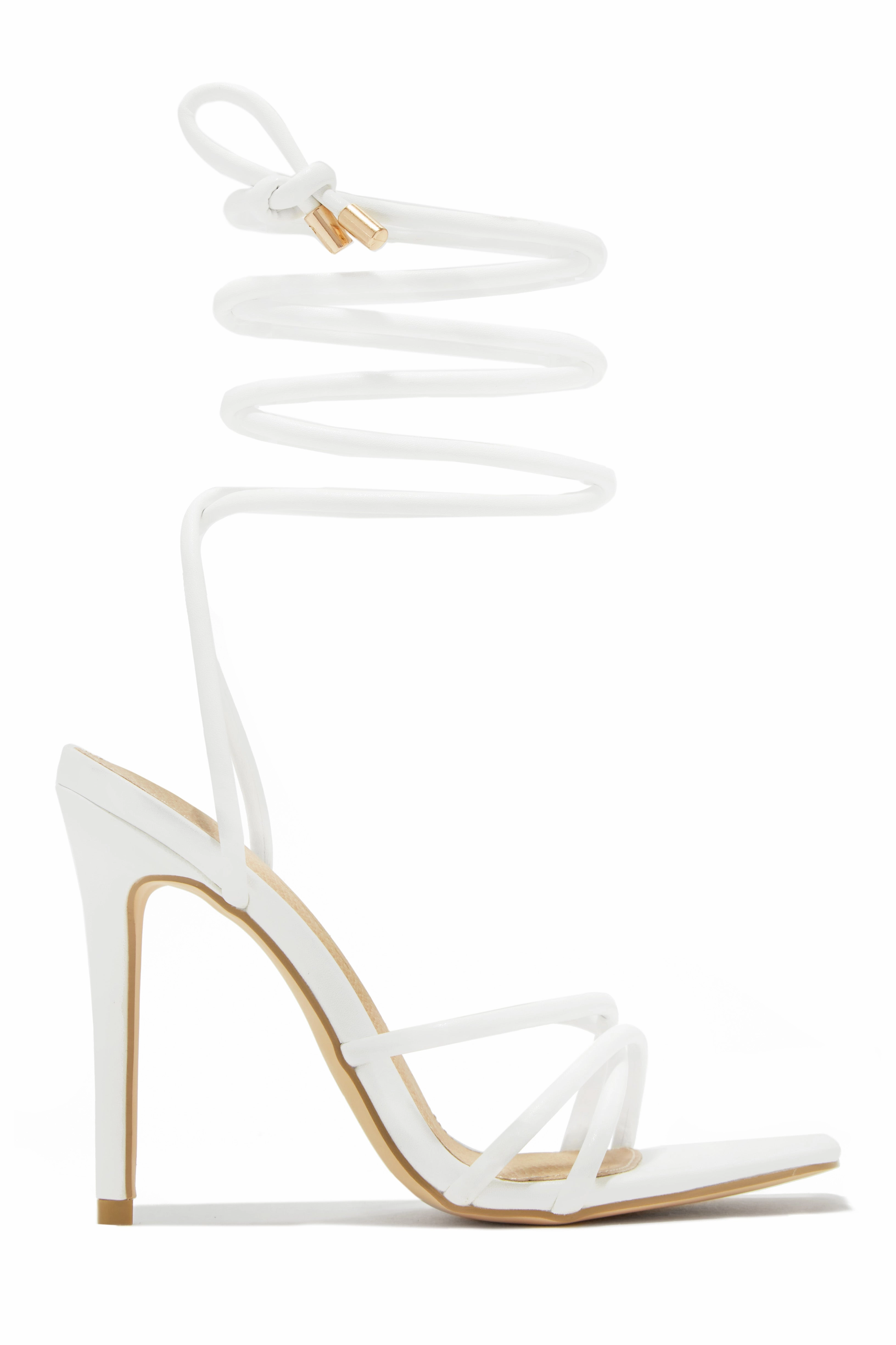 Holly Lace Up Strappy Heels - Nude