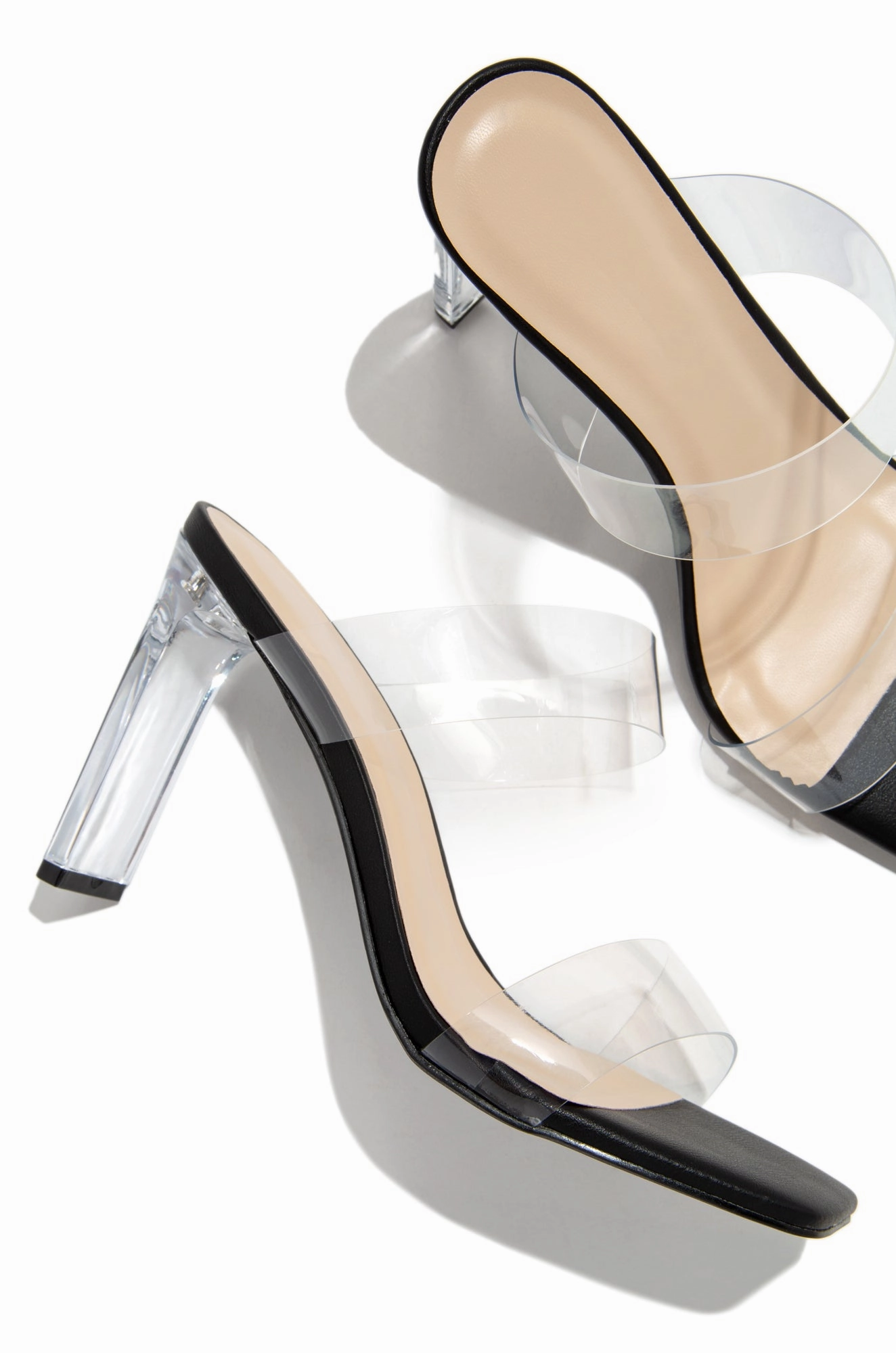 Karis Clear Strap Heels - Black