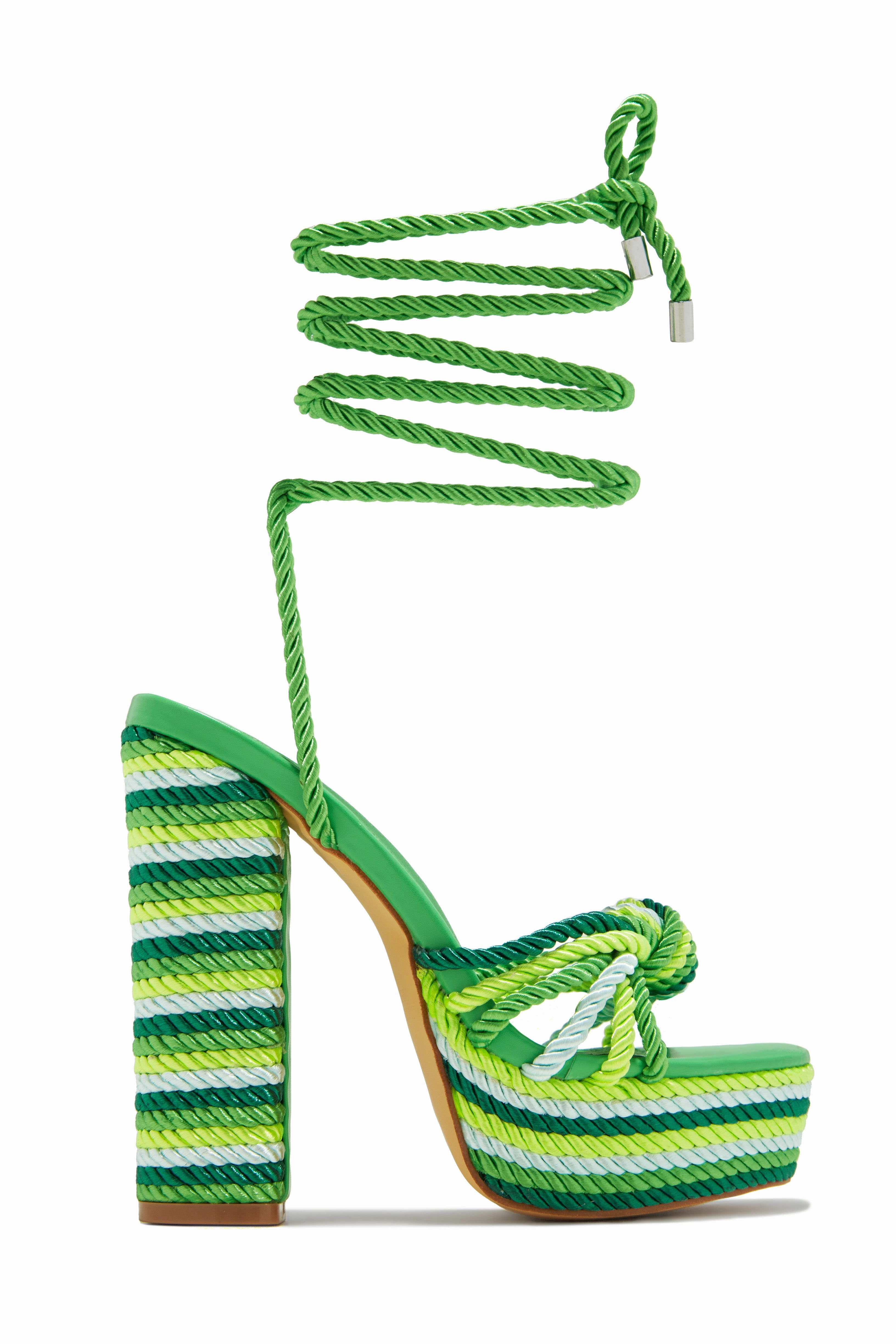 Kayden Lace Up Platform Block Heels - Pink