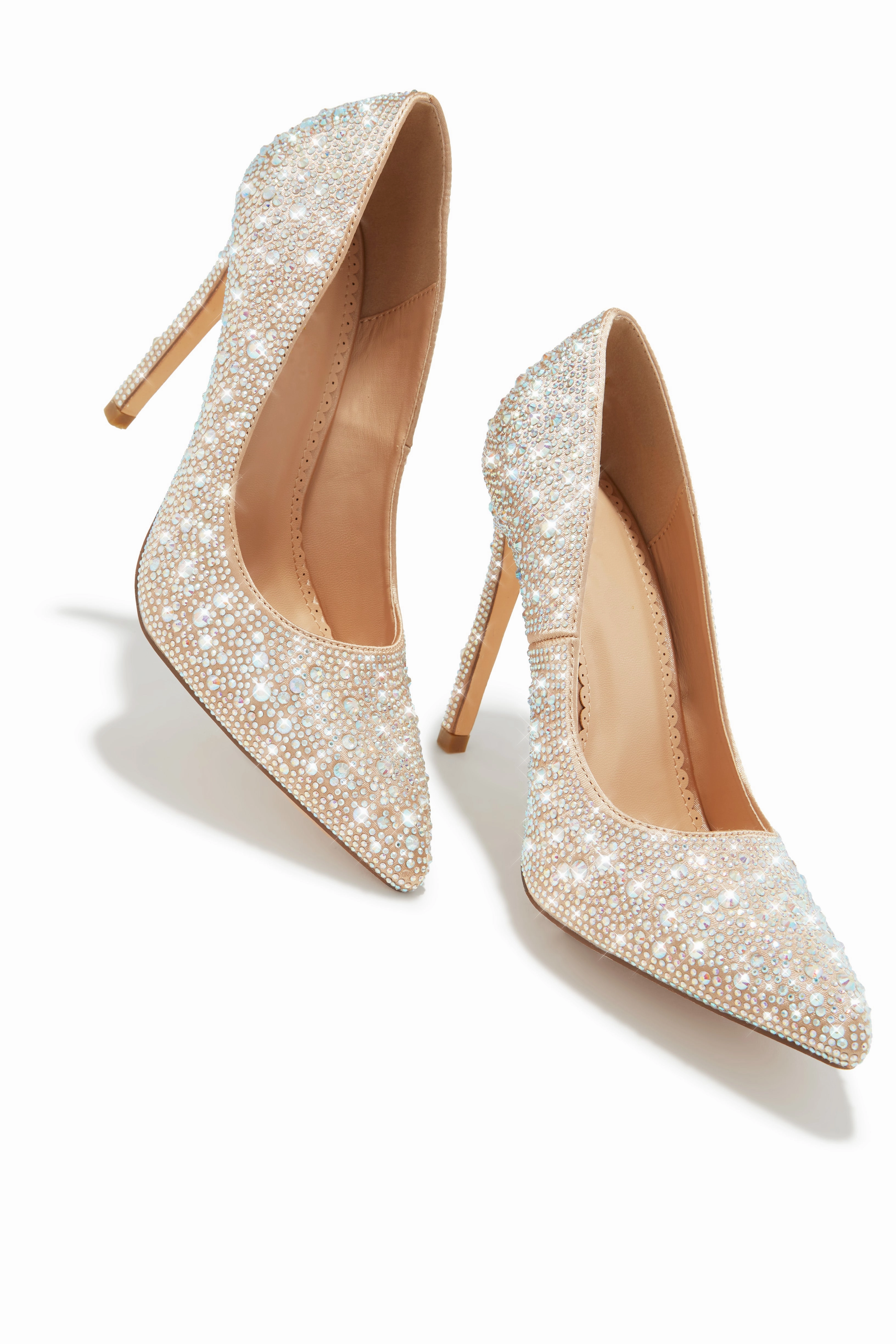 Kelly Embellished High Heel Pumps - Champagne