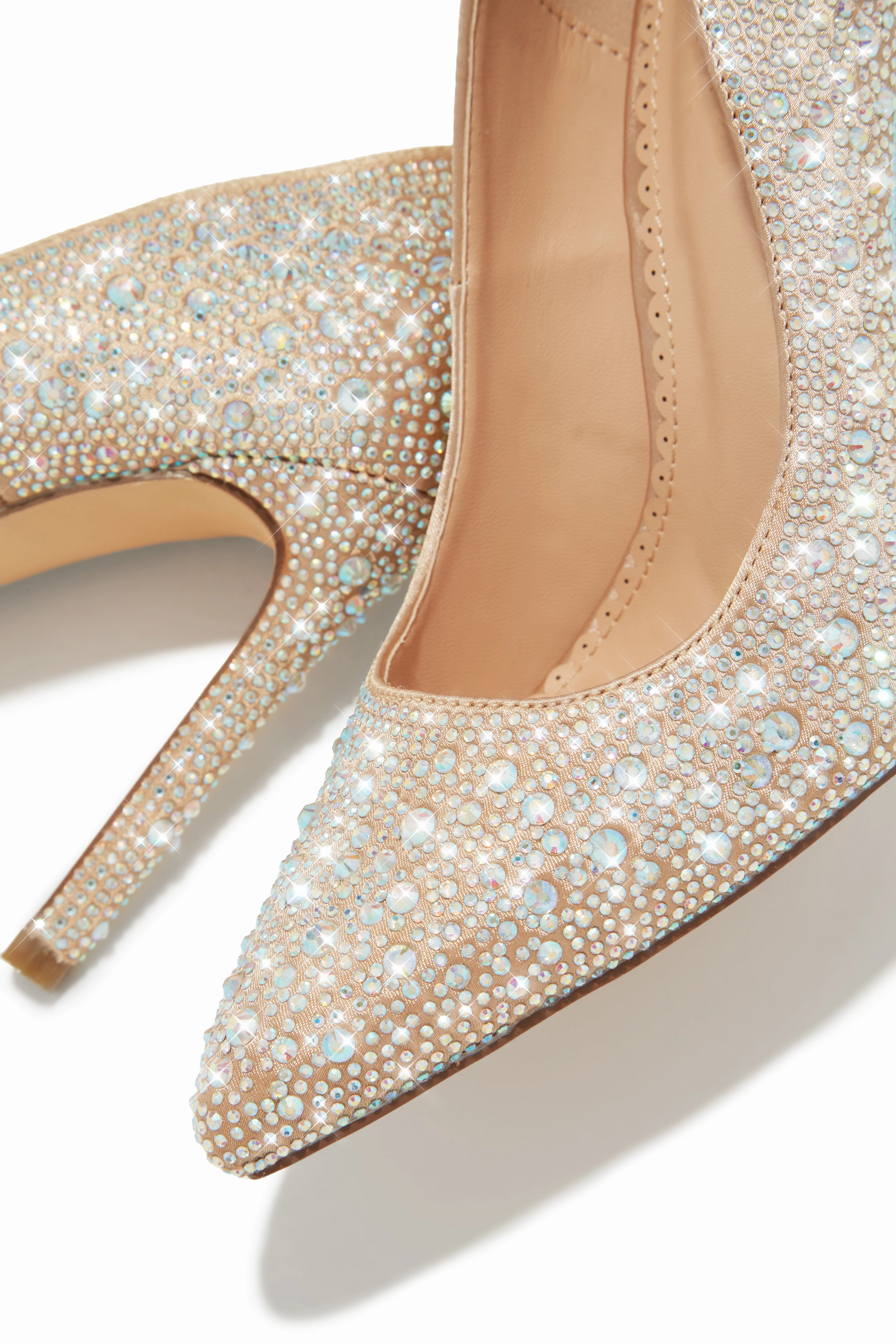 Kelly Embellished High Heel Pumps - Champagne