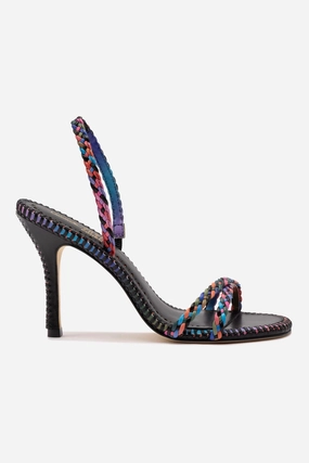 Larroudé x Jonathan Cohen Annie Sandal In Black and Rainbow Leather