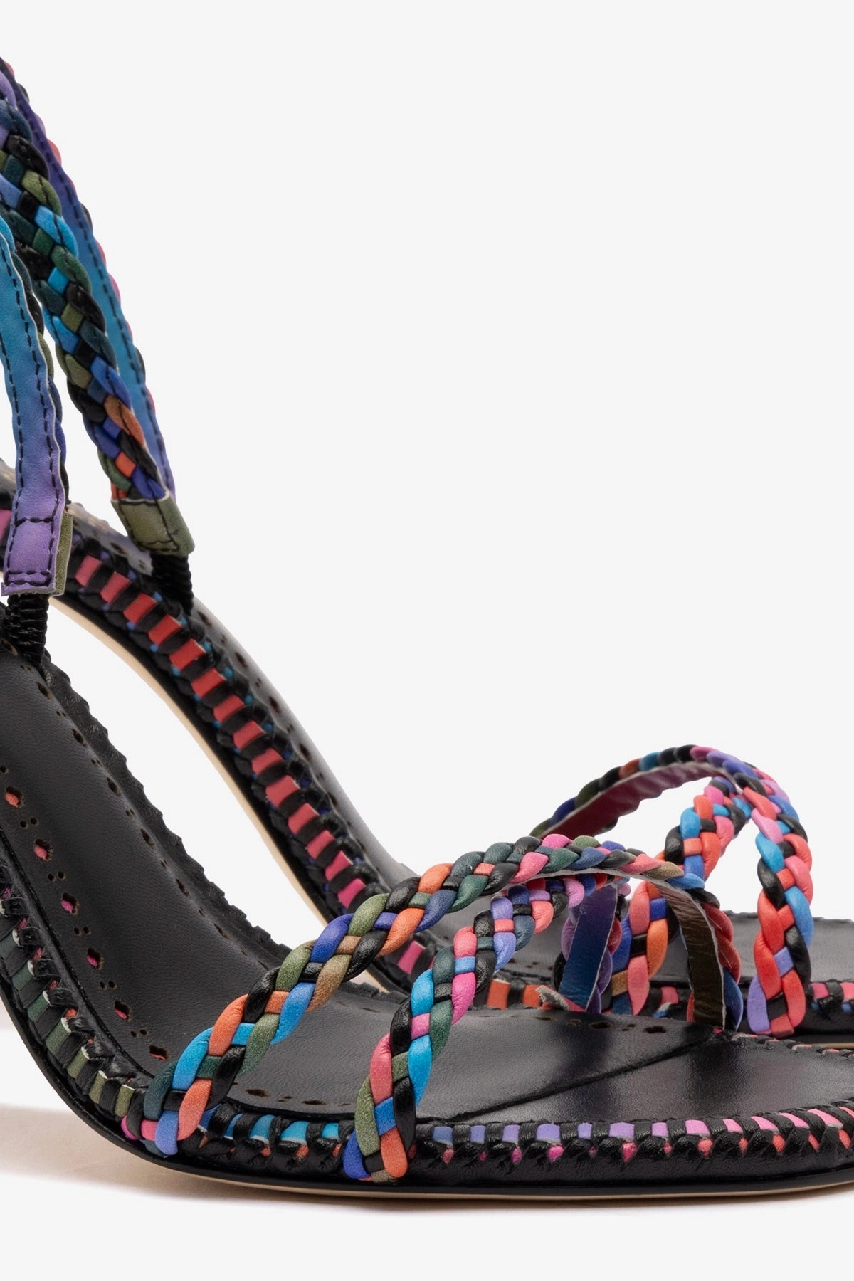 Larroudé x Jonathan Cohen Annie Sandal In Black and Rainbow Leather