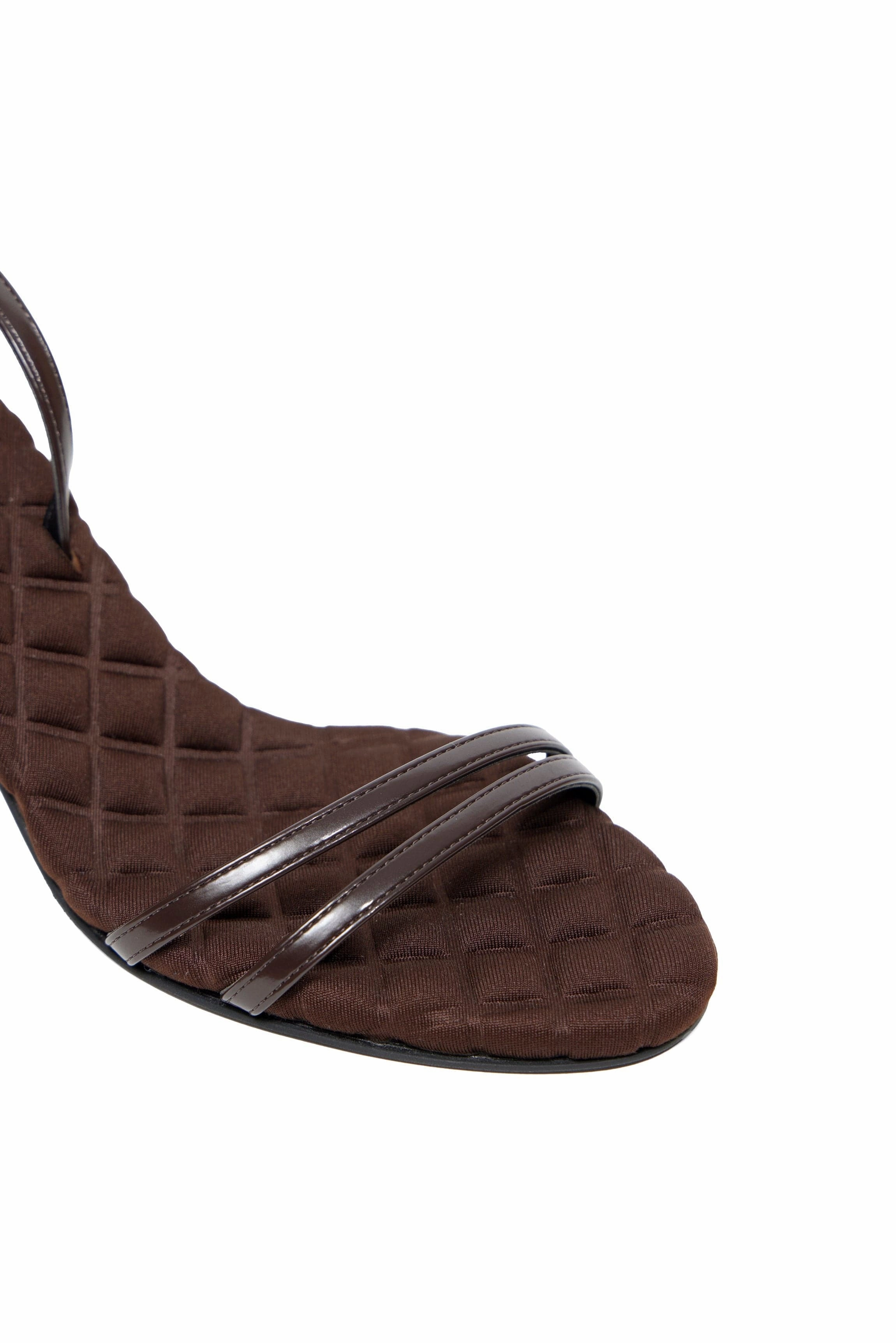 Laura Vegan Cotton High-Heeled Slingback Sandals | Chocolate Brown