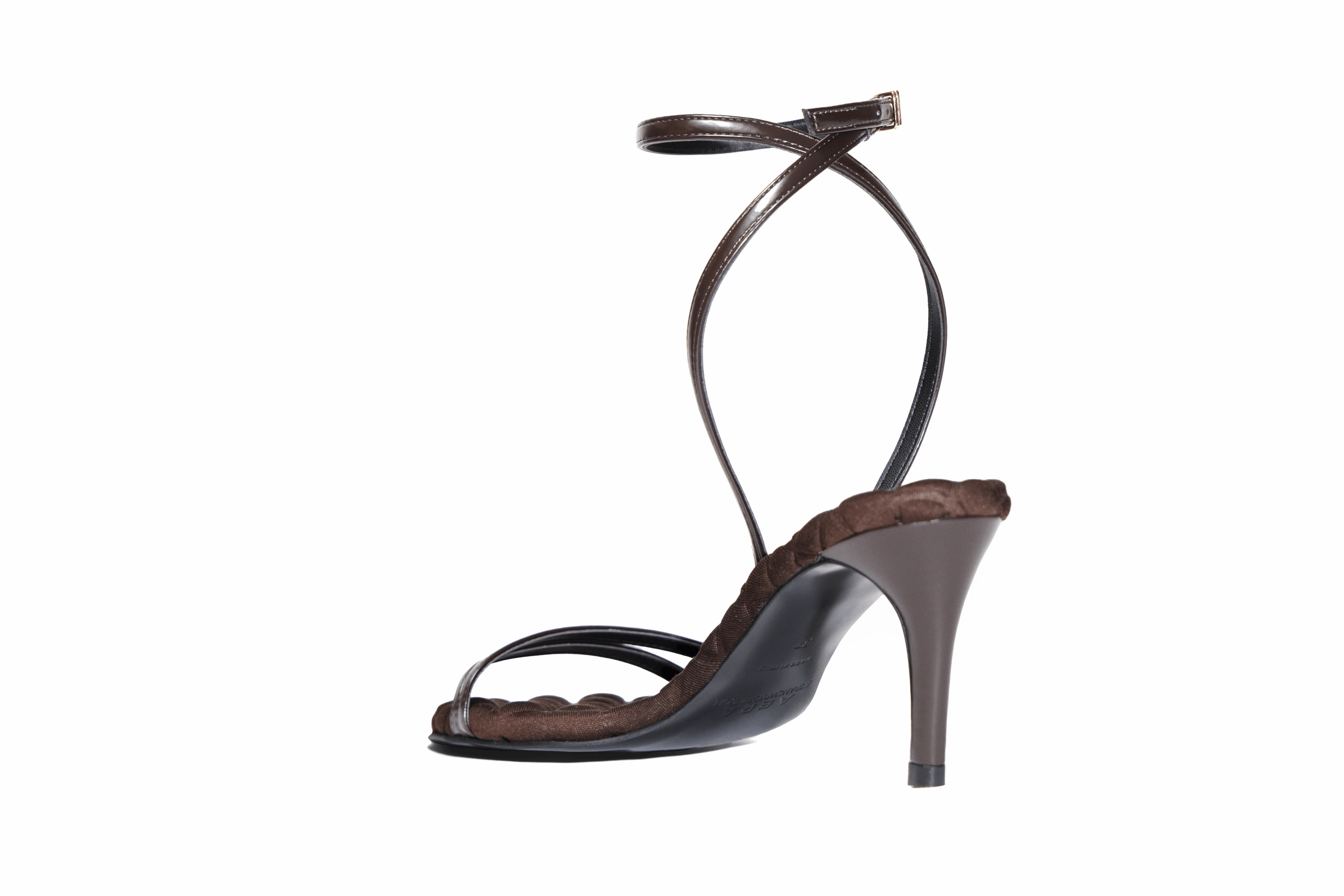 Laura Vegan Cotton High-Heeled Slingback Sandals | Chocolate Brown