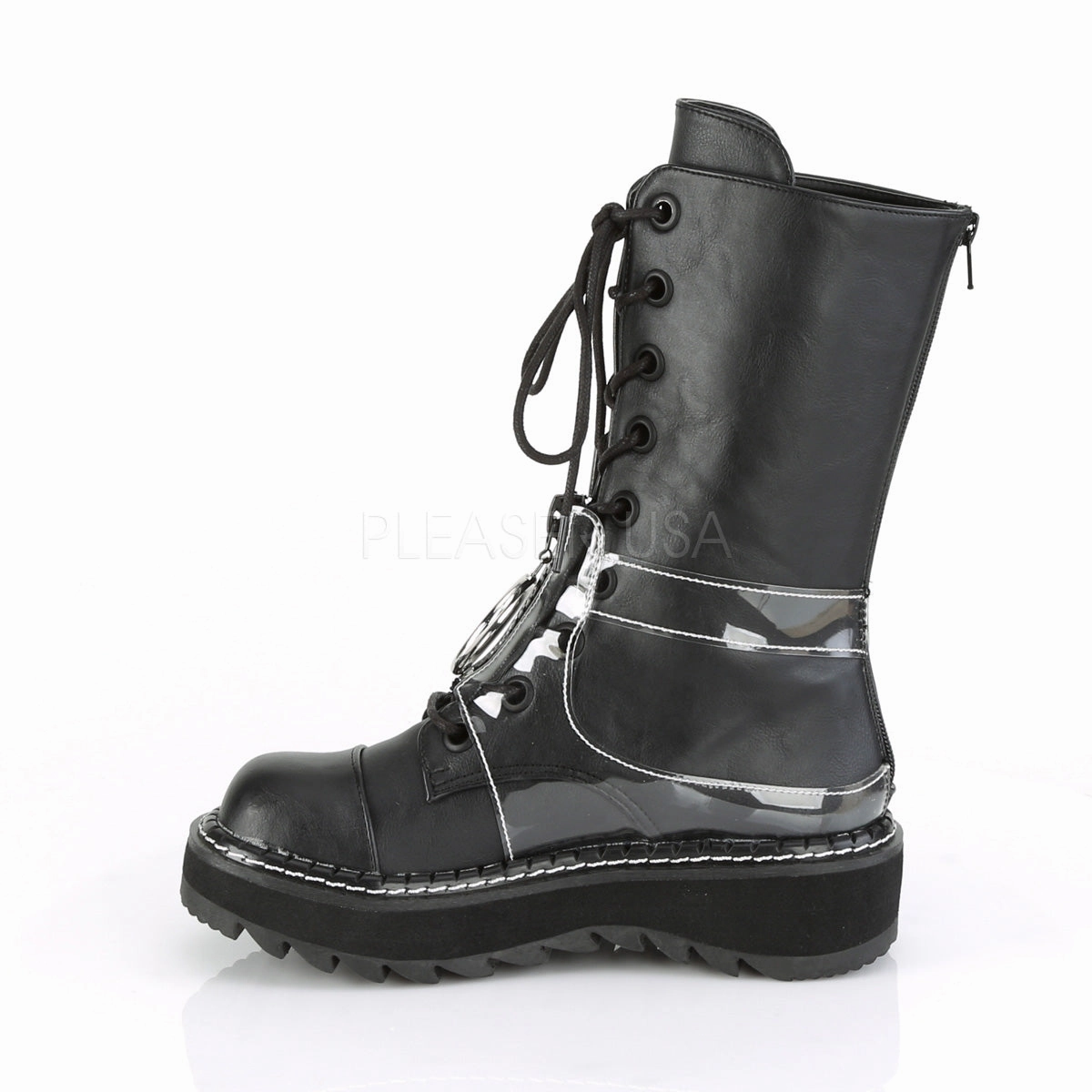 LILITH-271  Black Vegan Leather-Clear PVC