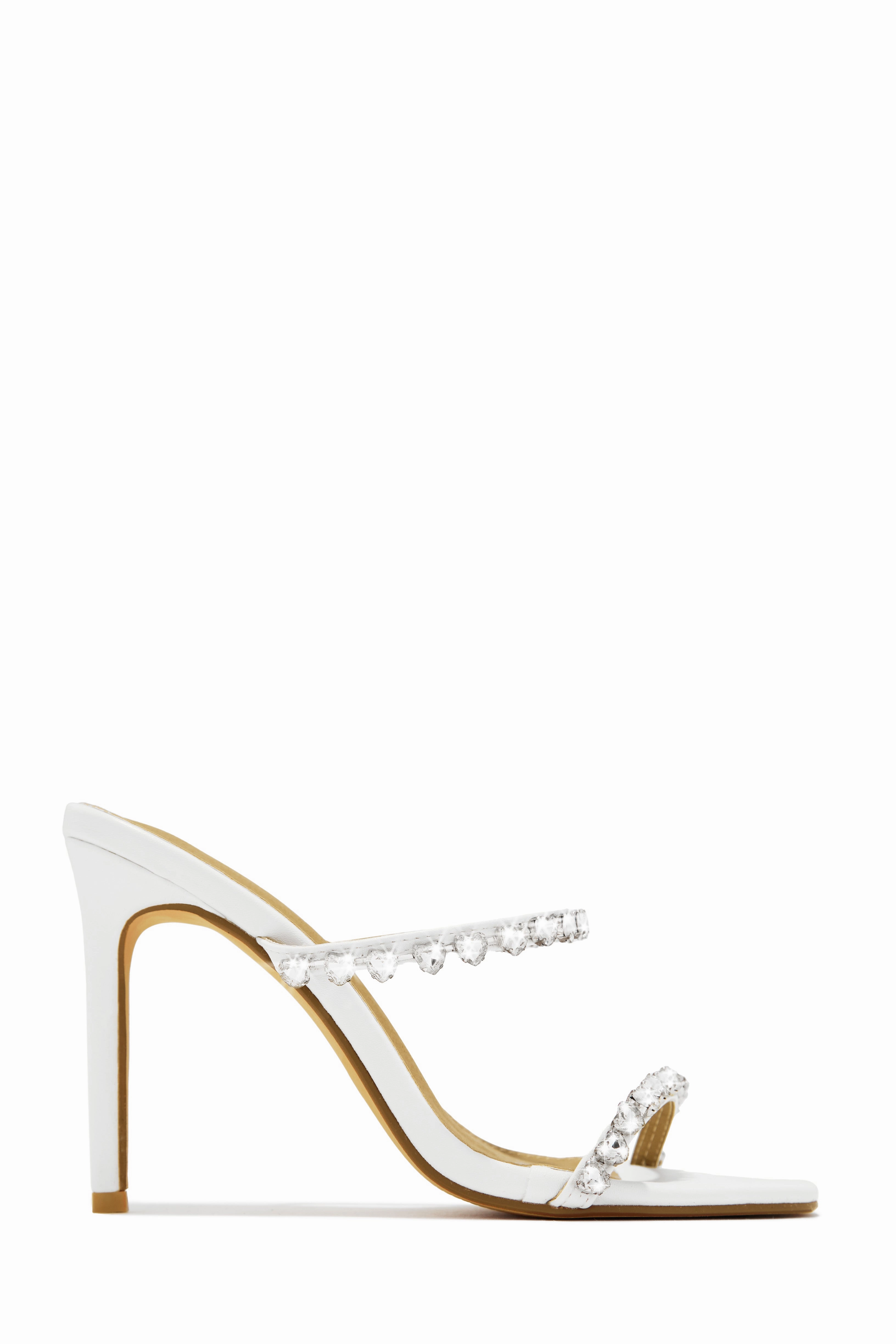 Love Addiction Embellished High Heel Mules - Nude