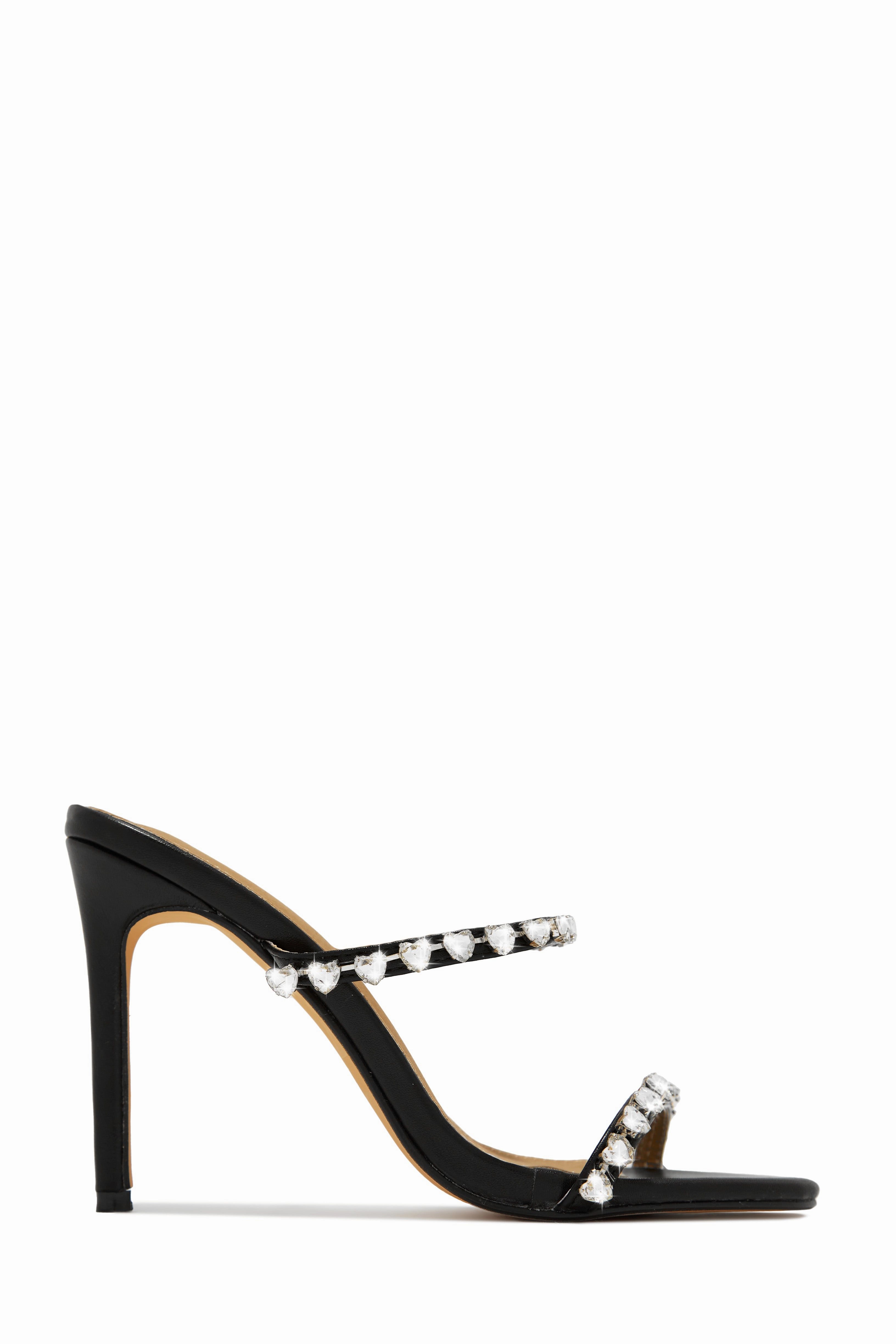 Love Addiction Embellished High Heel Mules - Nude