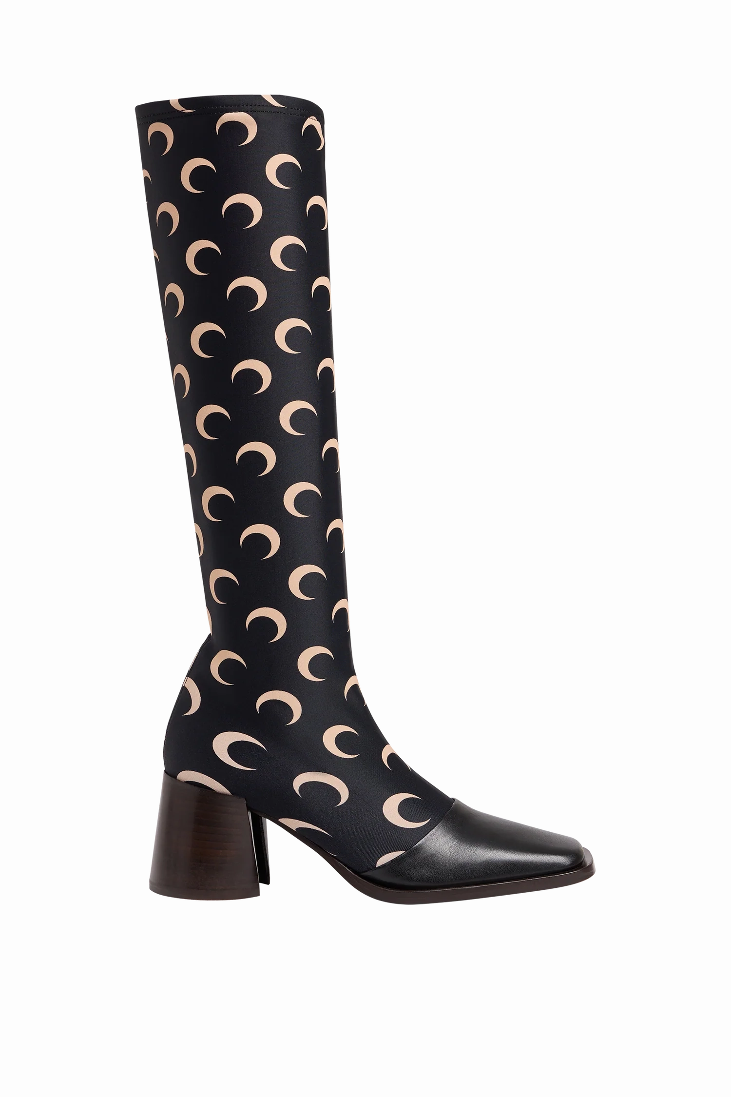 Marine Serre Regenerated All Over Moon Jersey Knee-High Boots