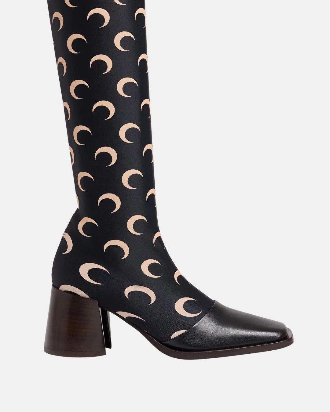 Marine Serre Regenerated All Over Moon Jersey Knee-High Boots