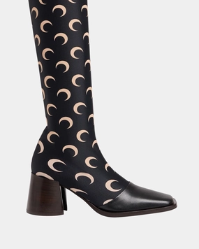 Marine Serre Regenerated All Over Moon Jersey Knee-High Boots