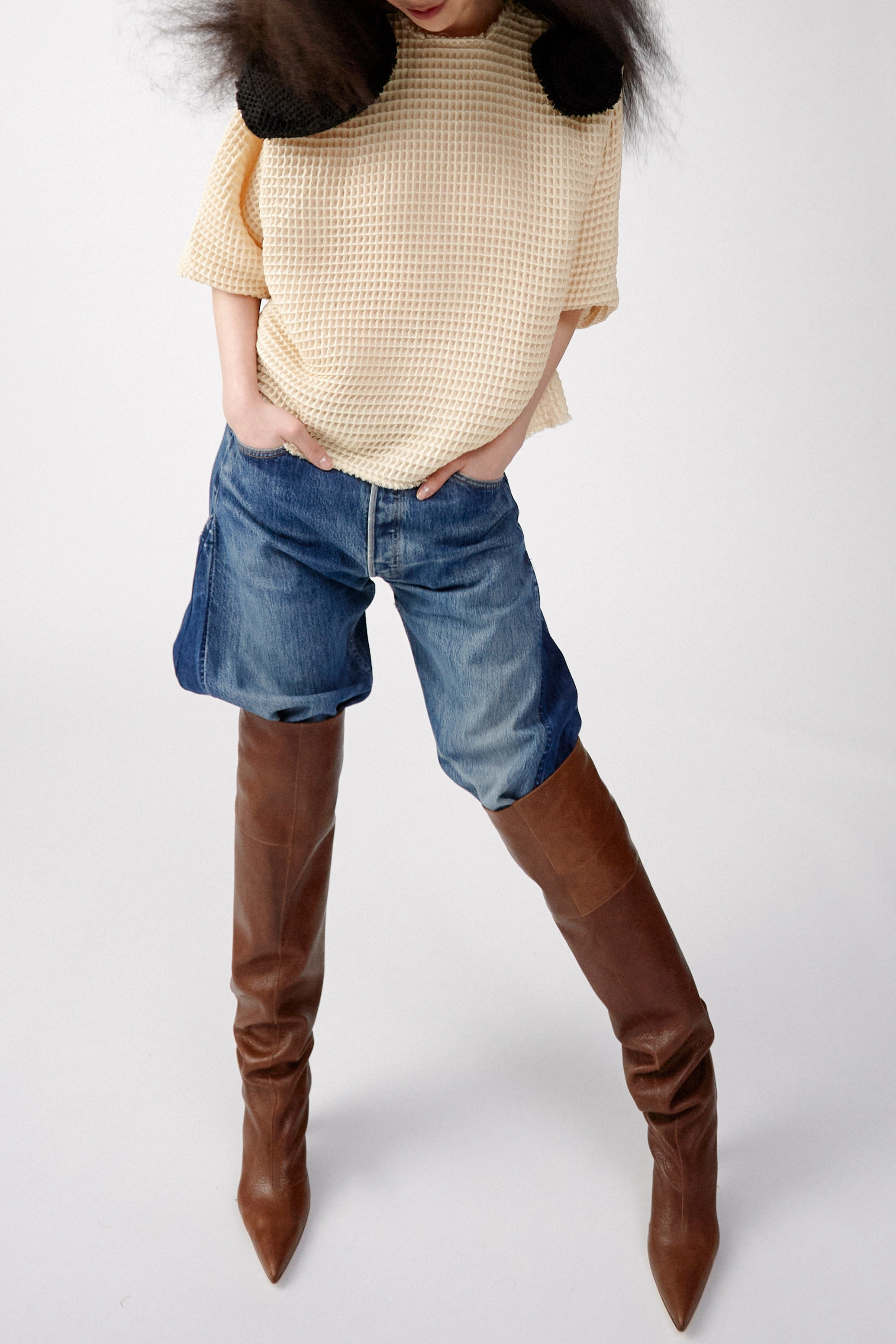 Maya Boot Over-The-Knee High Boot With Cylinder Heel Brown
