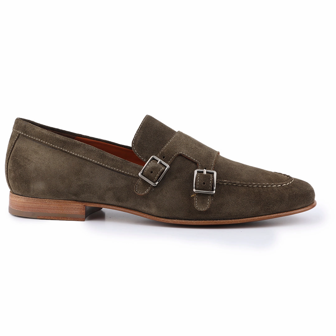 Men´s green suede monkstrap shoes