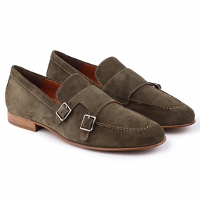 Men´s green suede monkstrap shoes
