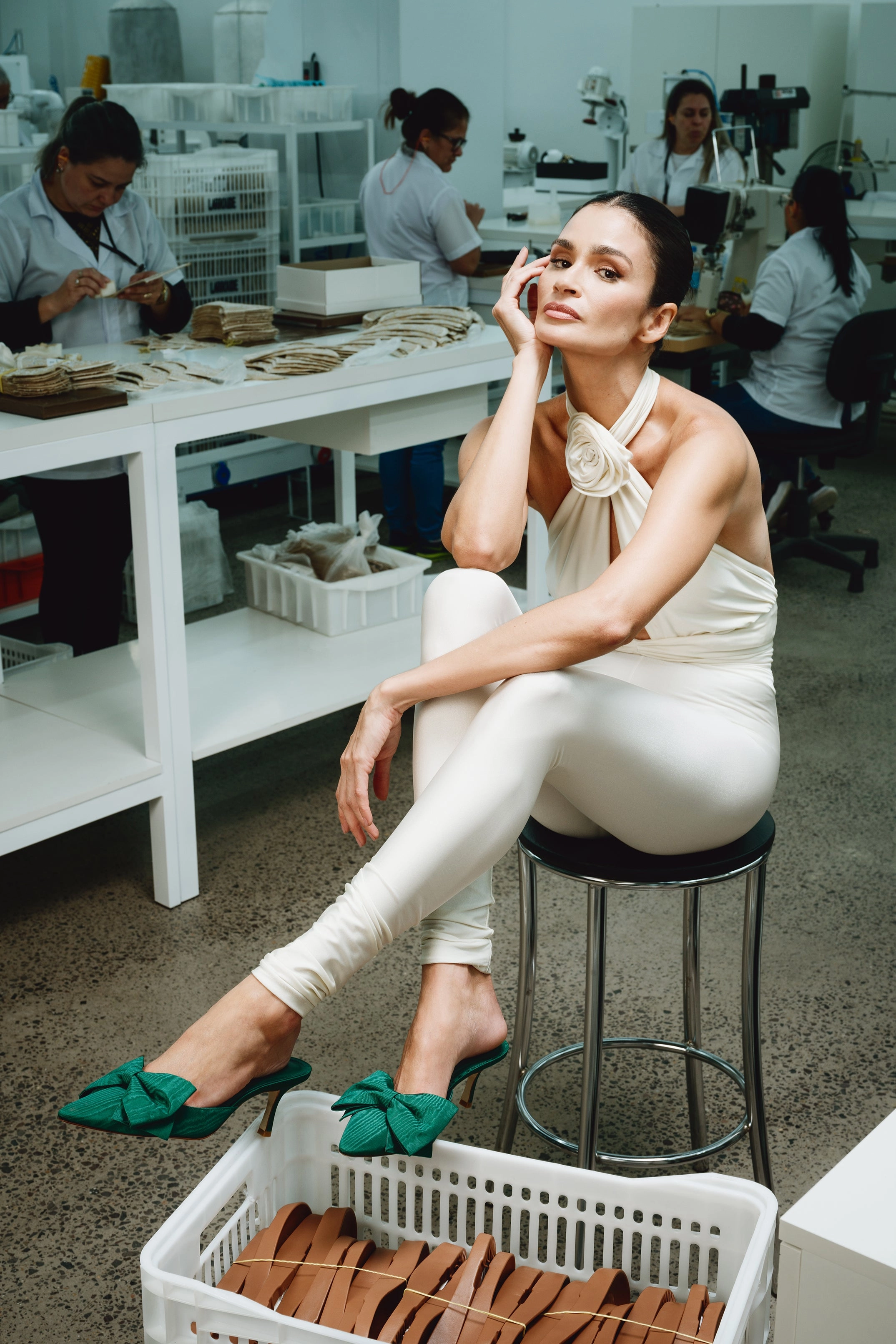 Mini Elle Pump In Emerald Fabric
