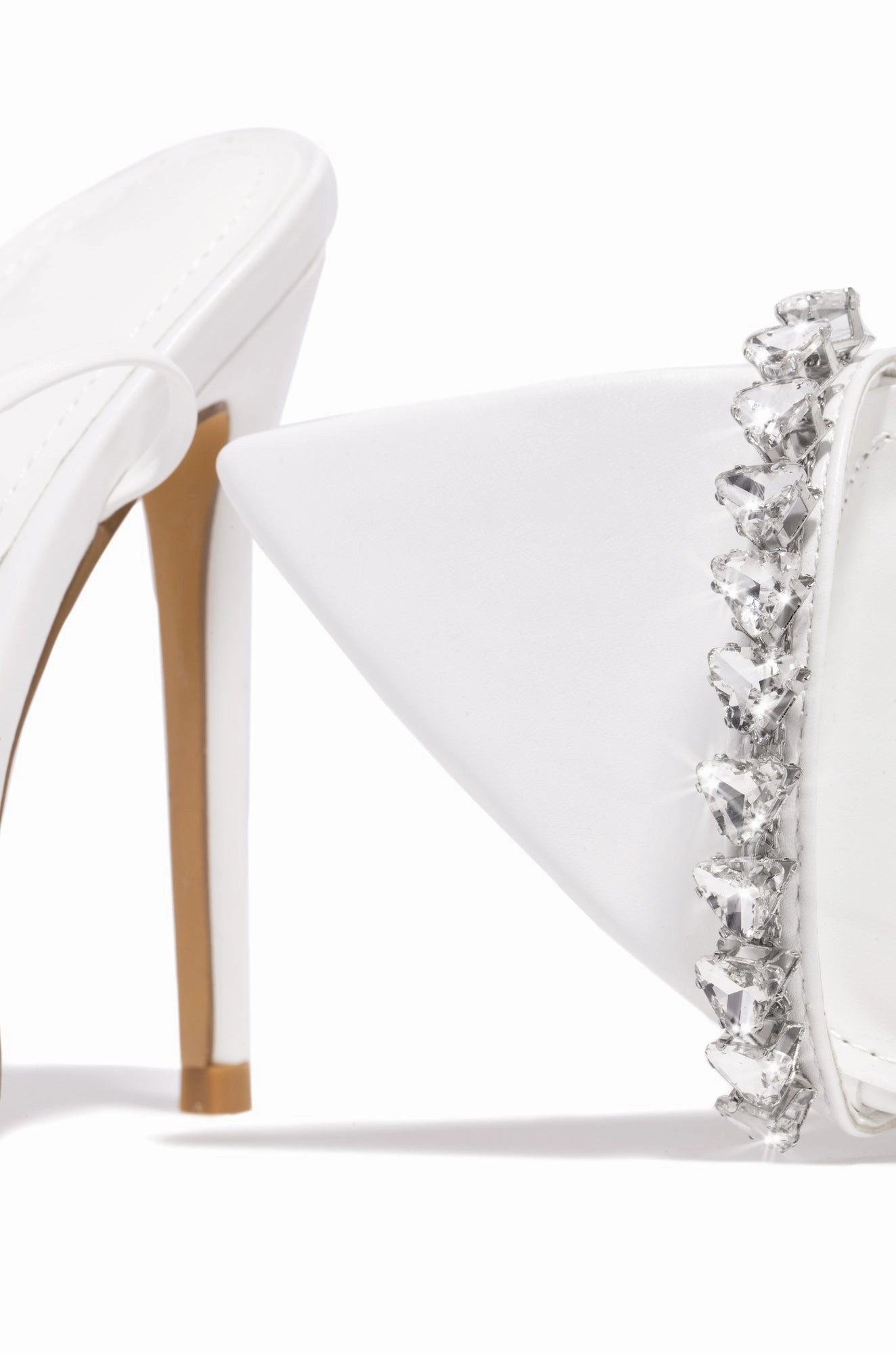 Monroe Embellished Lace Up High Heels - White