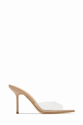 Naiya Open Pointed Toe Mule Heels - Clear