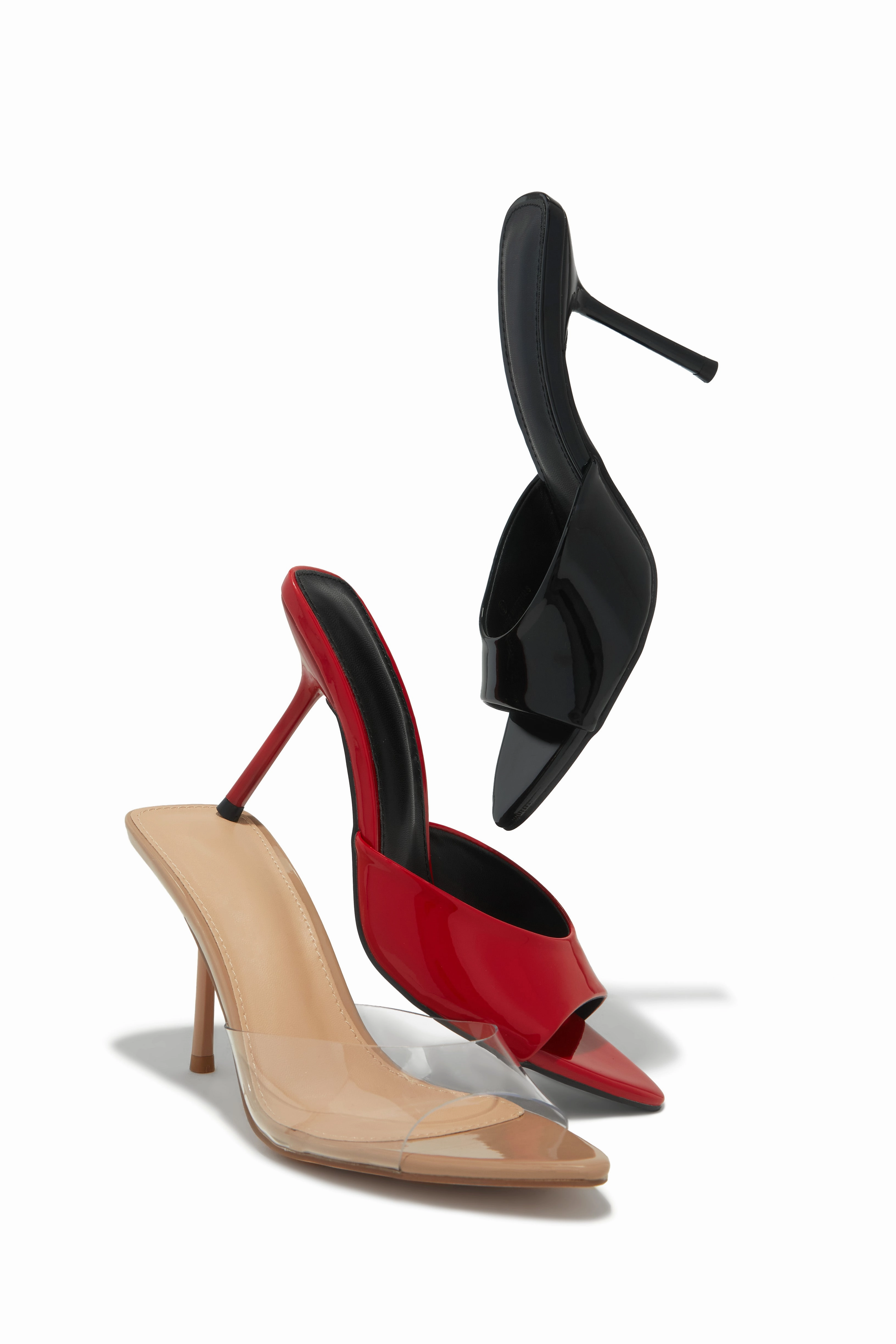 Naiya Open Pointed Toe Mule Heels - Clear