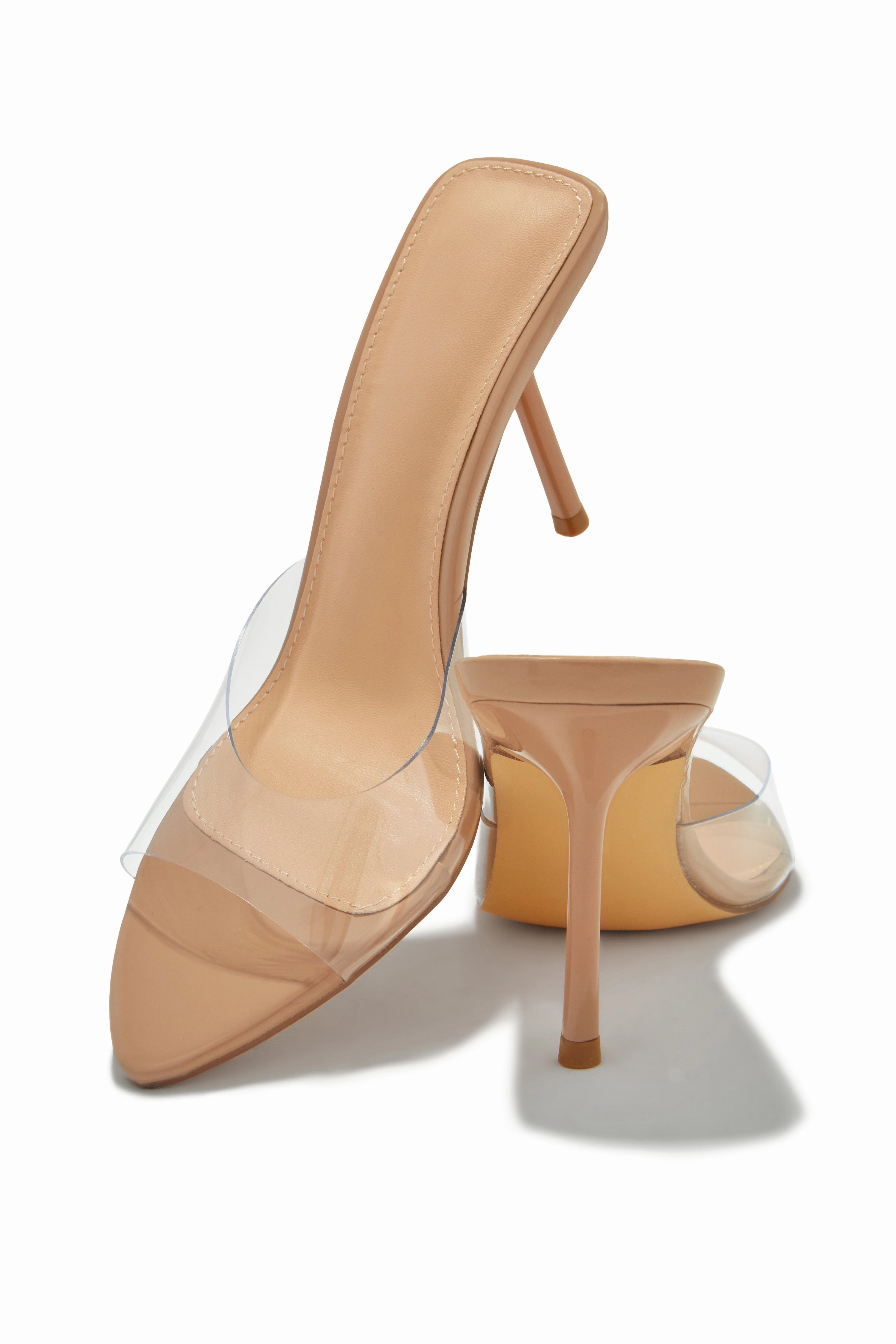 Naiya Open Pointed Toe Mule Heels - Clear