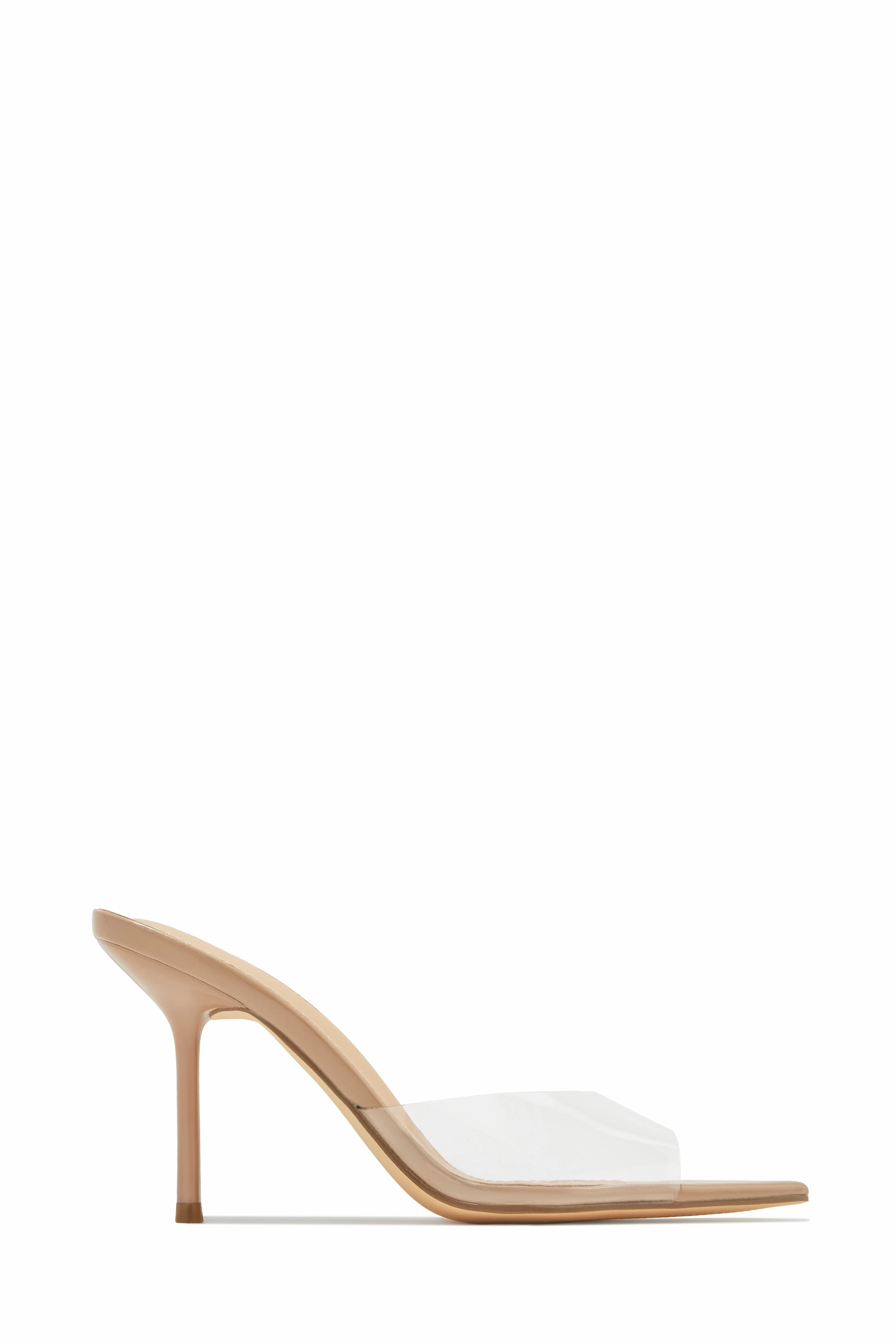 Naiya Open Pointed Toe Mule Heels - Clear
