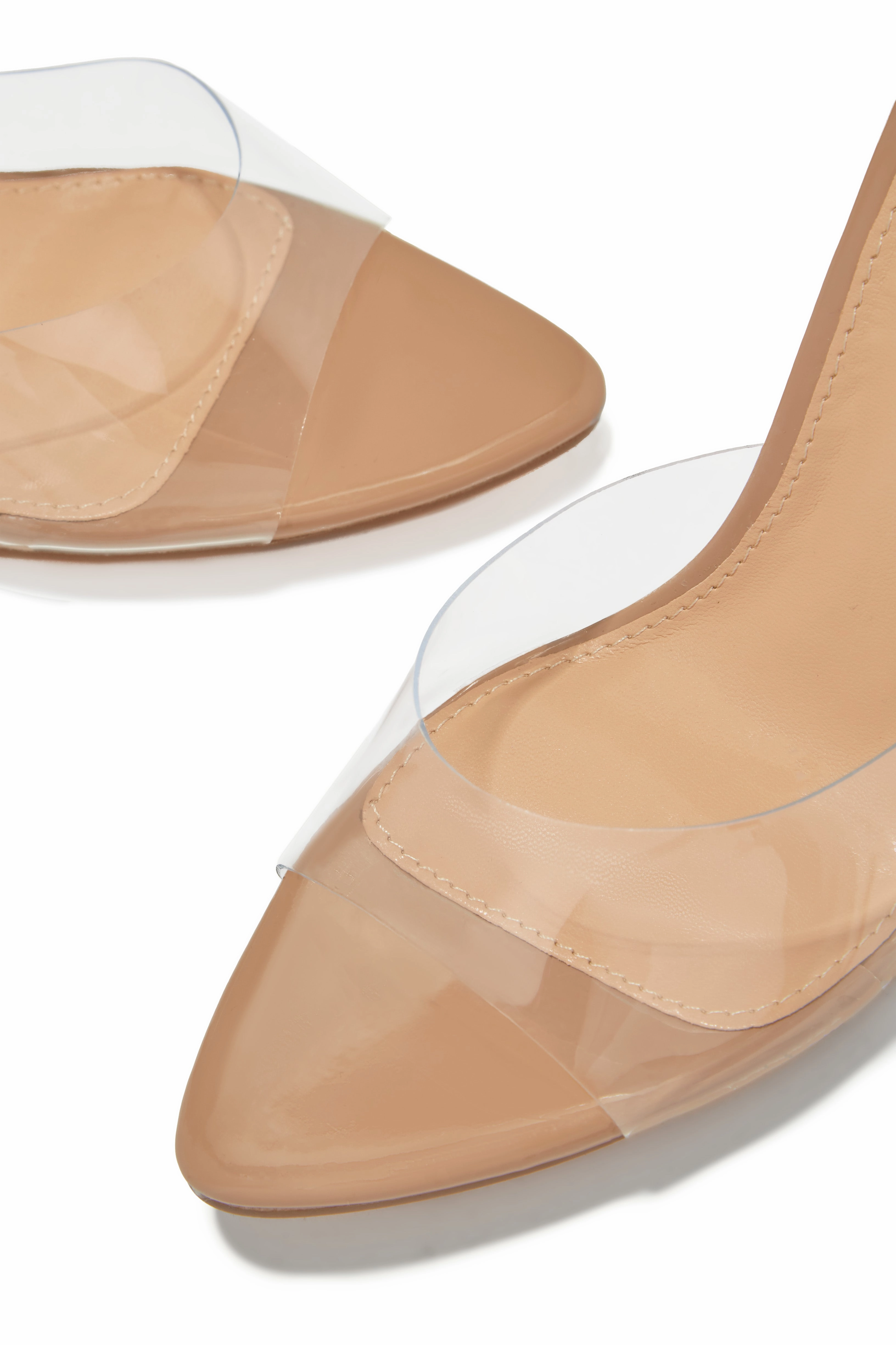 Naiya Open Pointed Toe Mule Heels - Clear