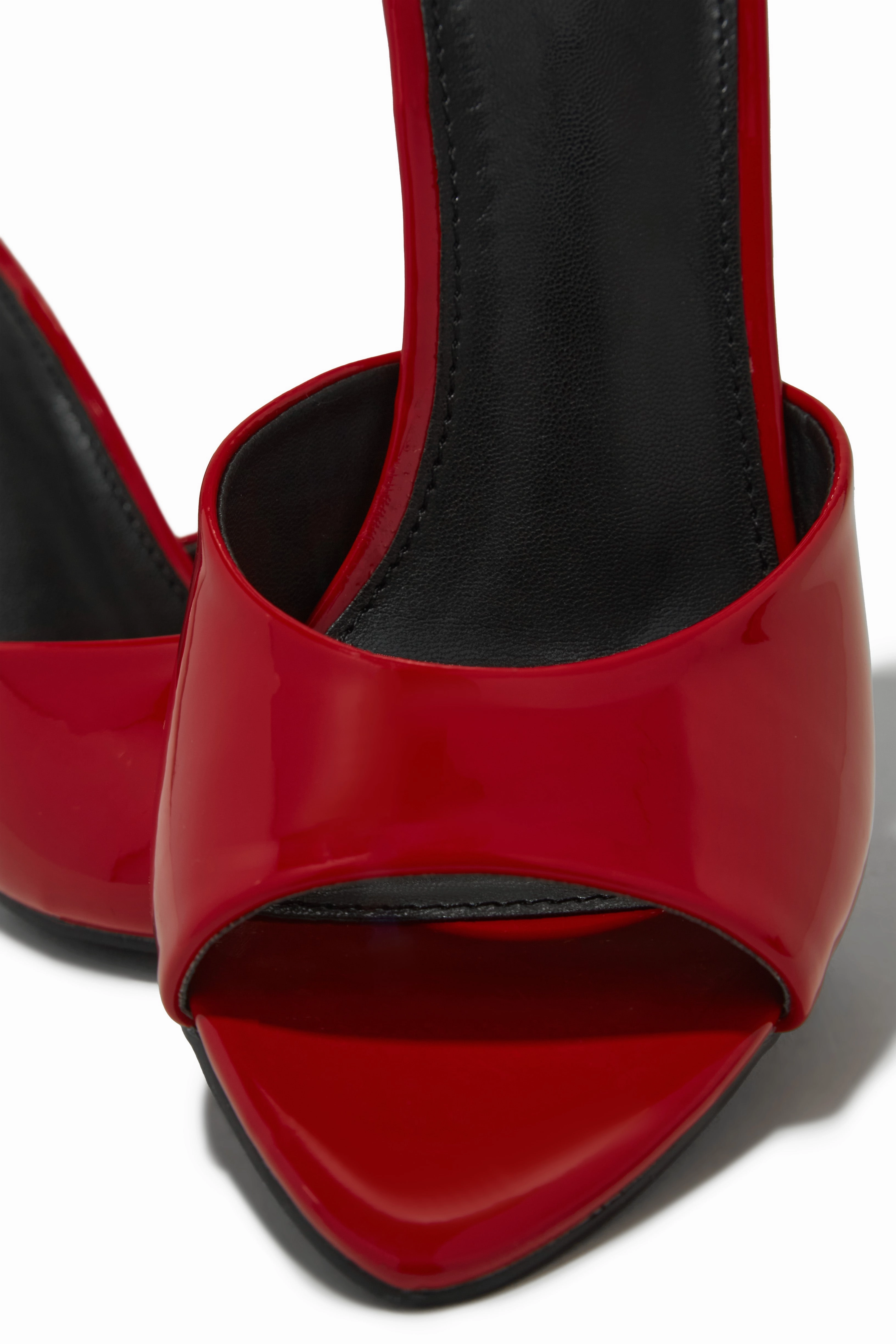 Naiya Open Pointed Toe Mule Heels - Red