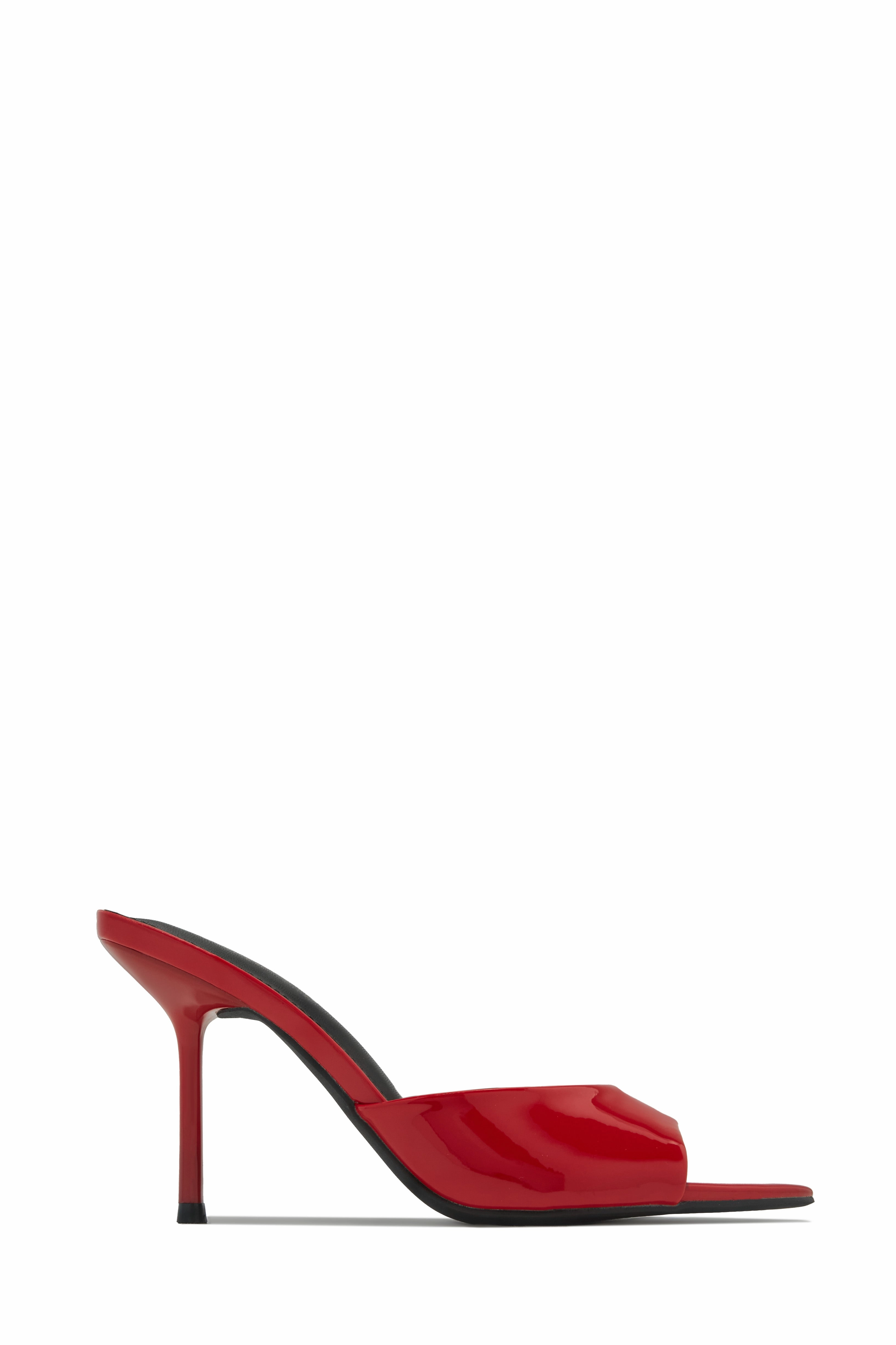 Naiya Open Pointed Toe Mule Heels - Red