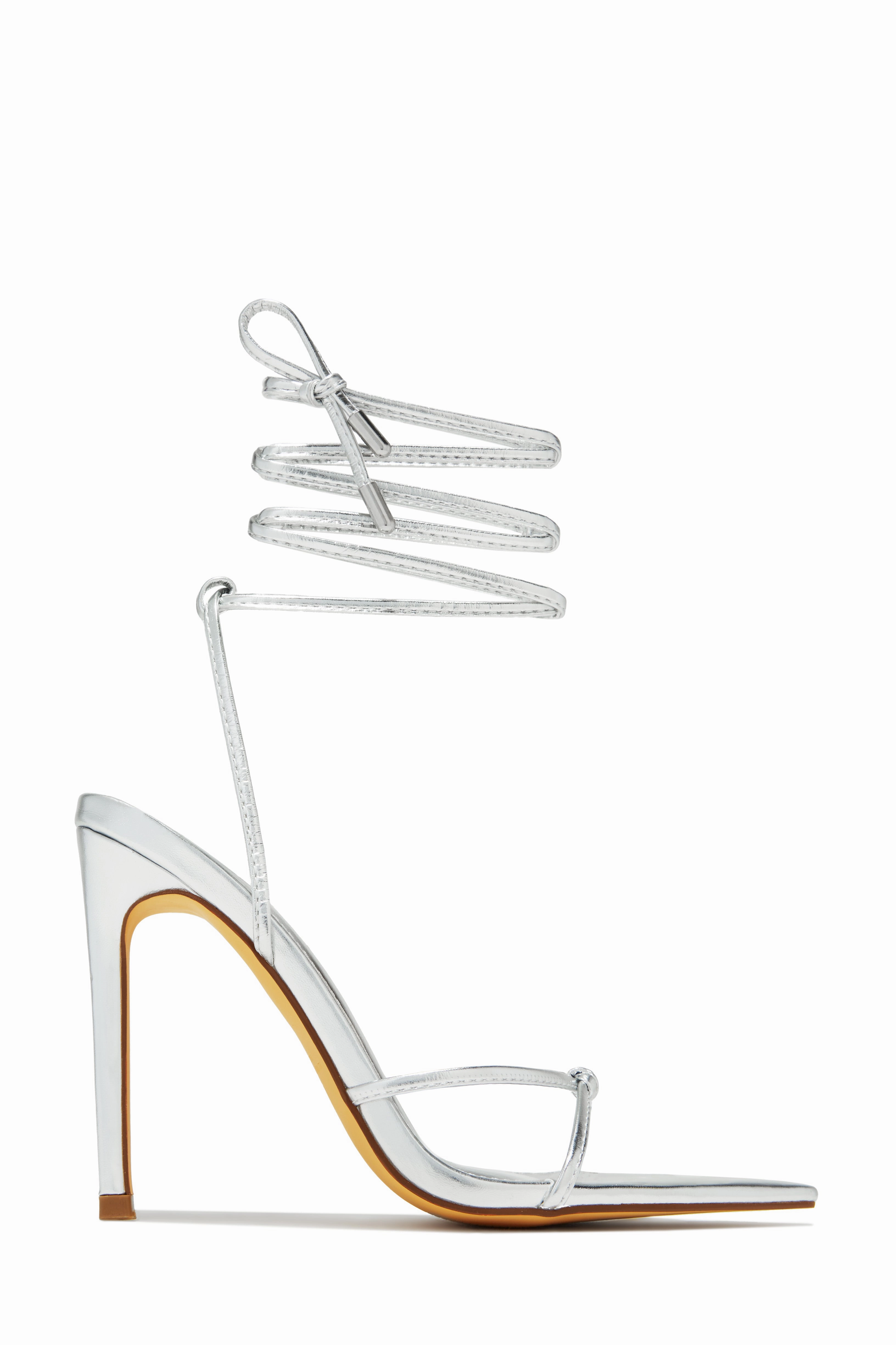 Nayeli Lace Up Single Sole Heels - Silver