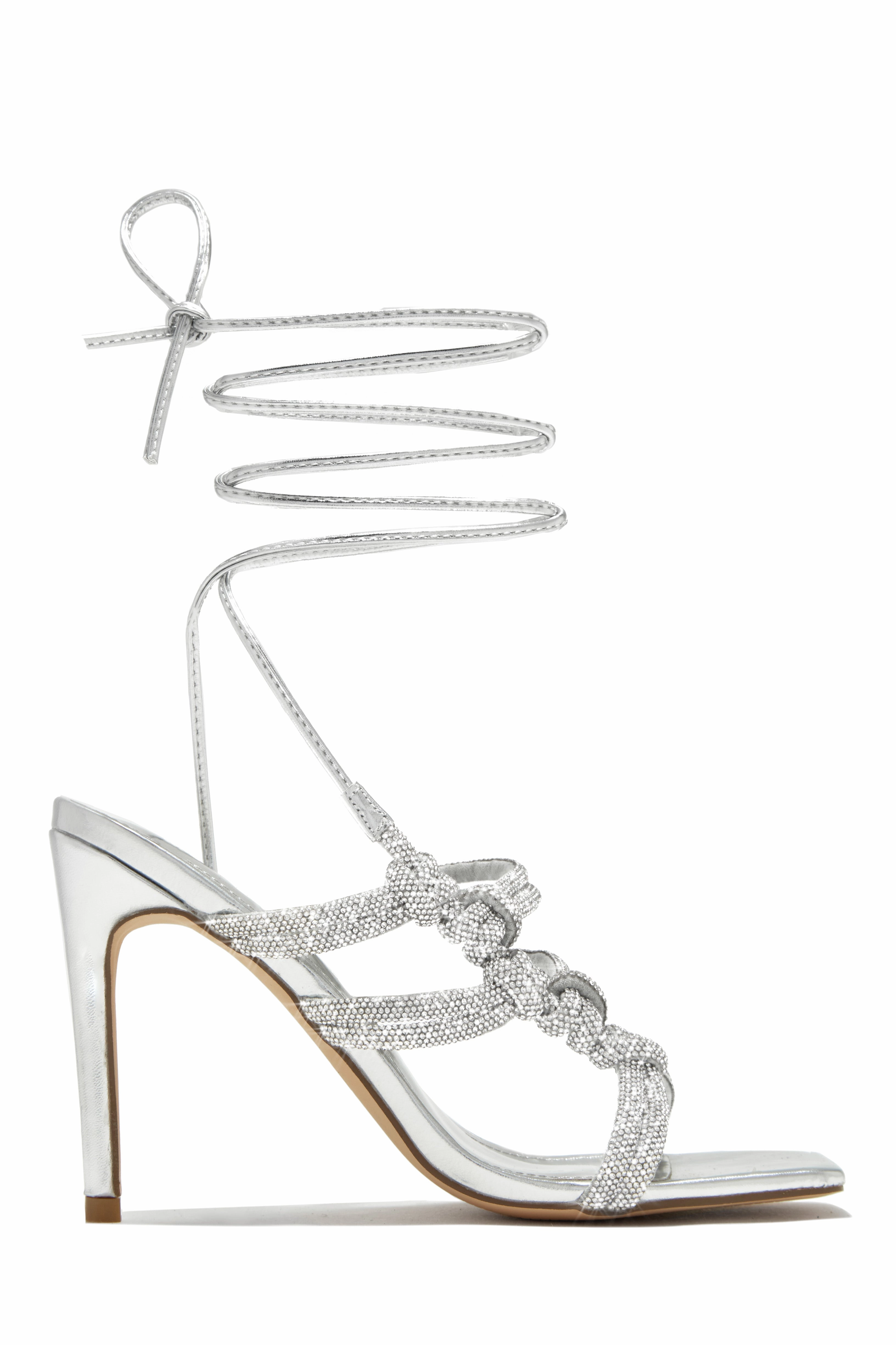 Party Girl Era Embellished Lace Up Heels - Nude