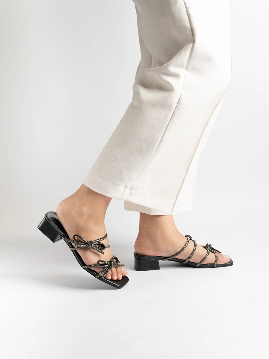 Phoenix Ribbon Glitter Sandals