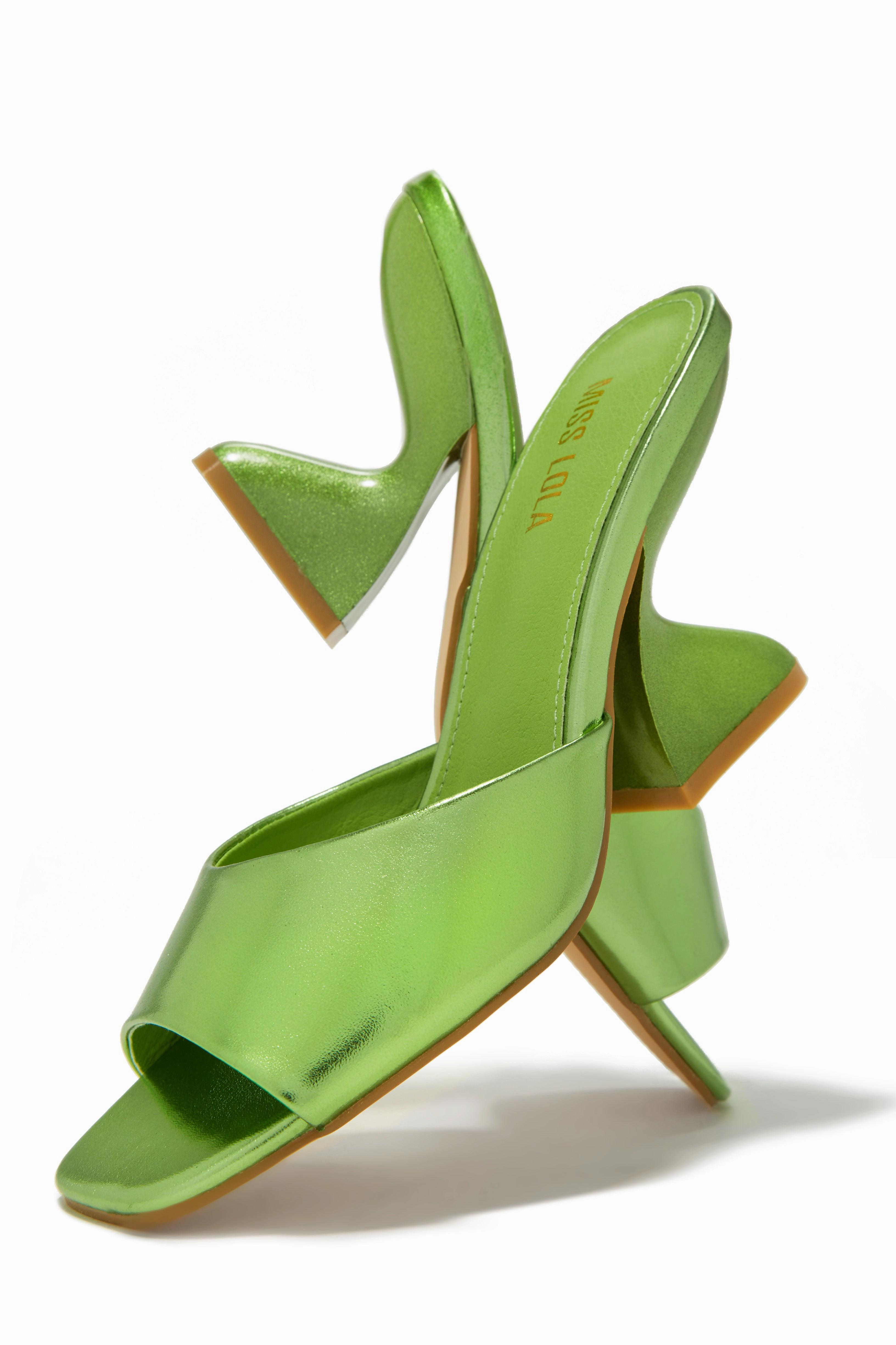 Racquel Mid Heel Mules - Green