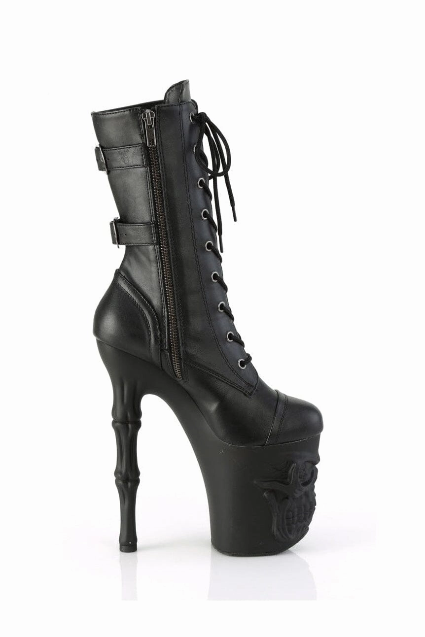 RAPTURE-1047 Black Faux Leather Knee Boot
