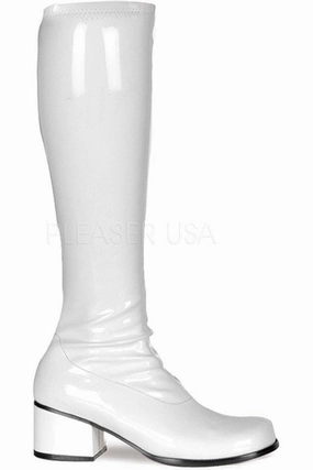 RETRO-300 Go Go Boot | White Patent