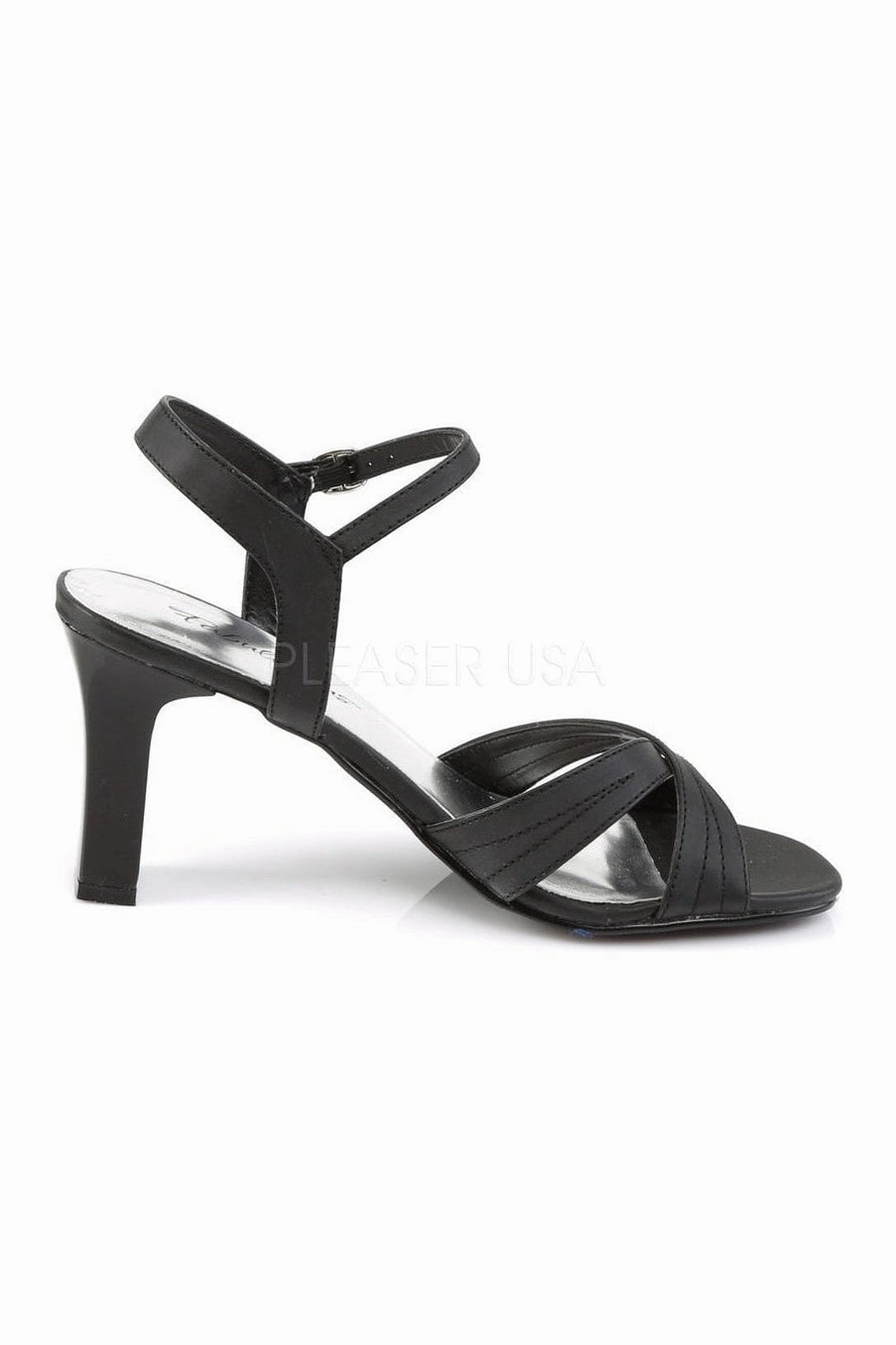 ROMANCE-313 Sandal | Black Faux Leather
