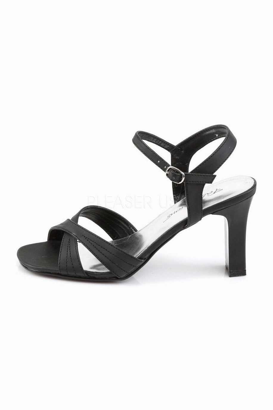 ROMANCE-313 Sandal | Black Faux Leather
